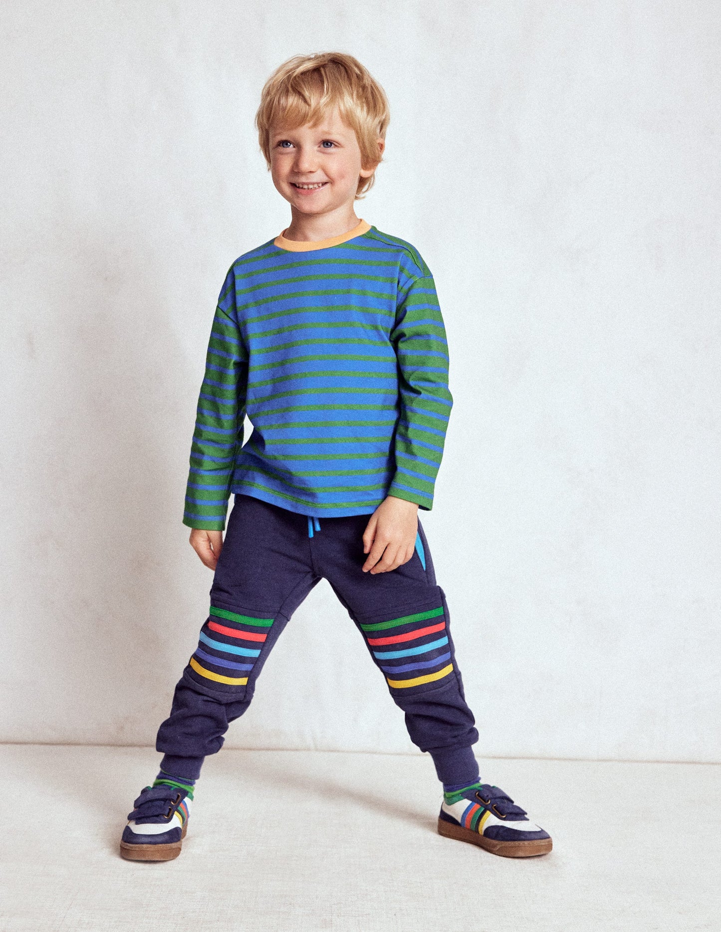 Jogginghose mit verstärktem Knie-Aristocratic Blue/ Ivory Stripe