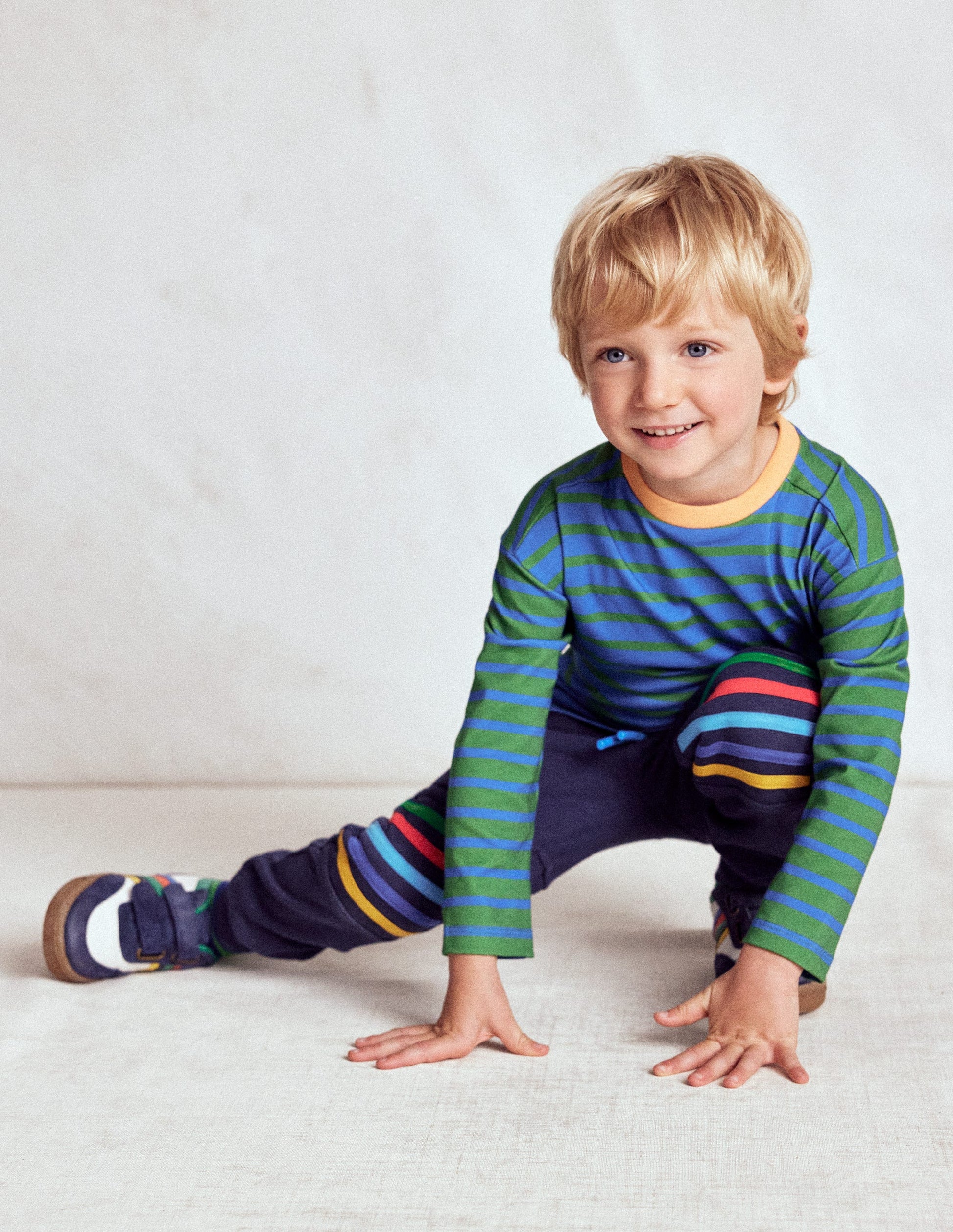 Jogginghose mit verstärktem Knie-Aristocratic Blue/ Ivory Stripe-3