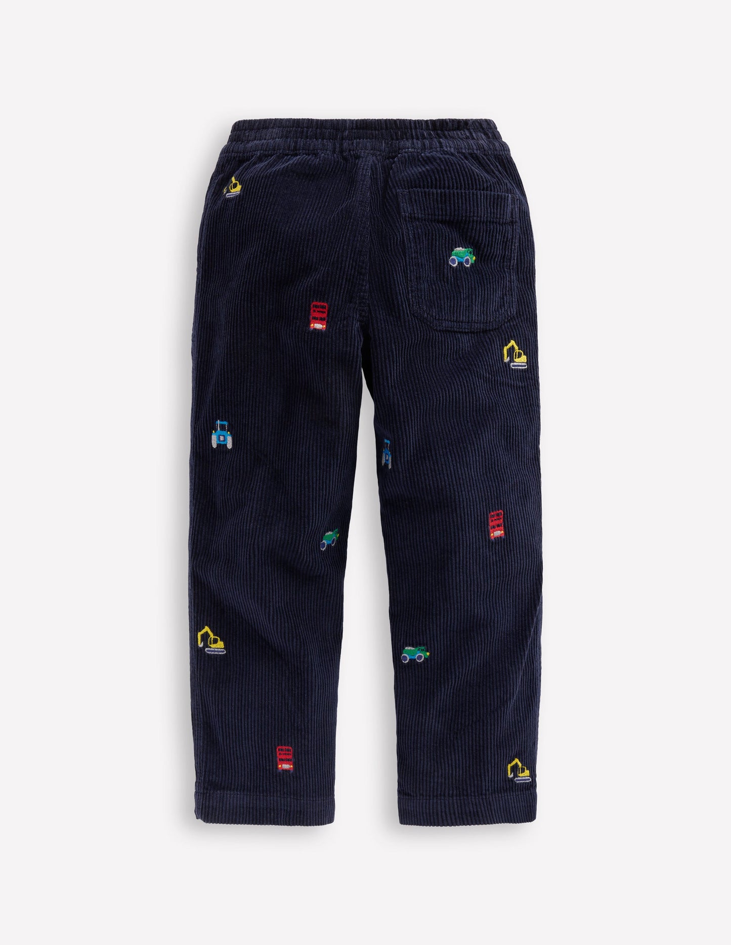 Pantalon à enfiler en velours côtelé-Broderies construction