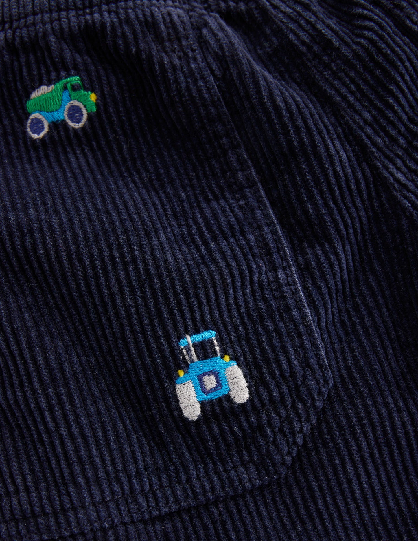 Pantalon à enfiler en velours côtelé-Broderies construction