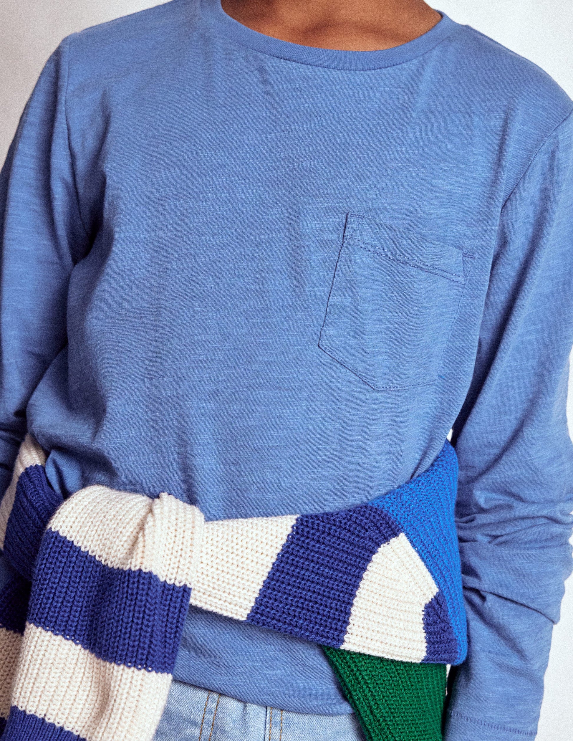 Langärmliges T-Shirt für den Alltag-Flussblau-1