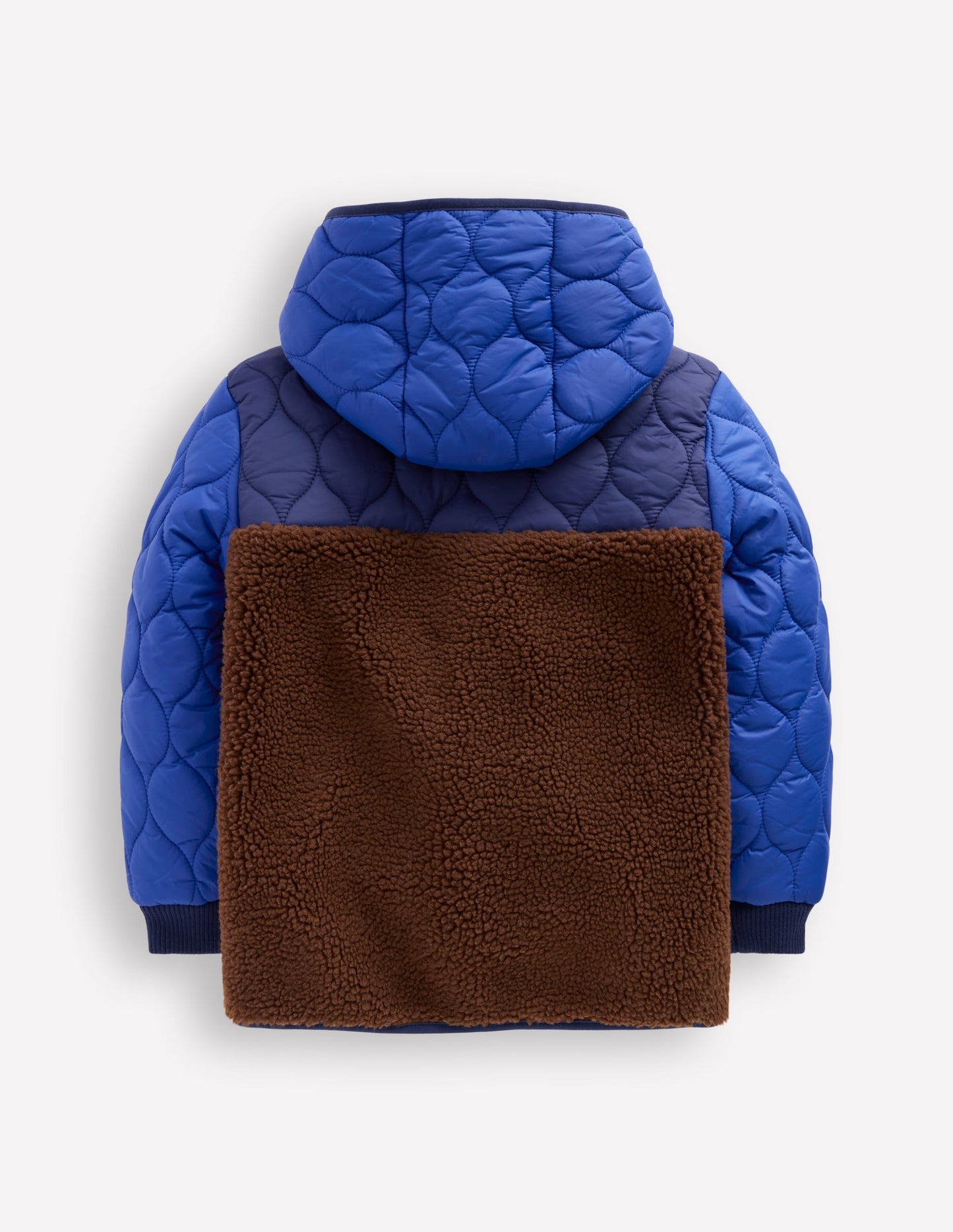 Steppjacke mit Teddyfell-Dunkle Blockfarben