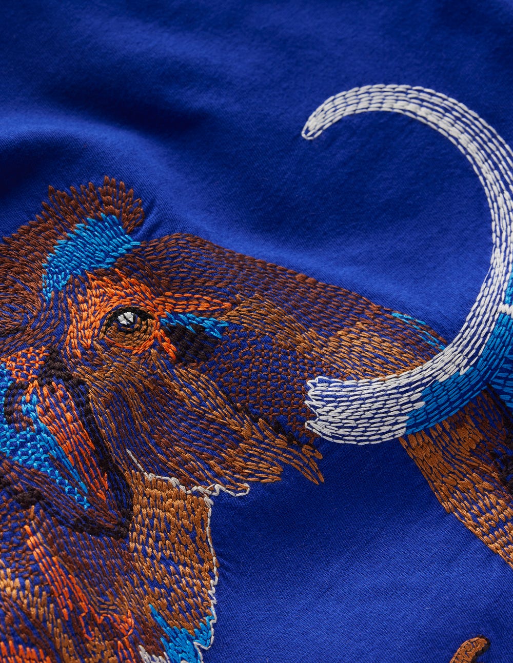 Langarmshirt mit Superstitch-Design-Saphirblau Mammut