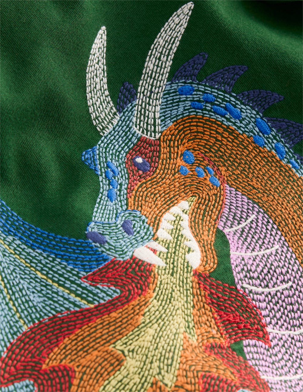 Langarmshirt mit Superstitch-Design-Schattiges Grün Drache