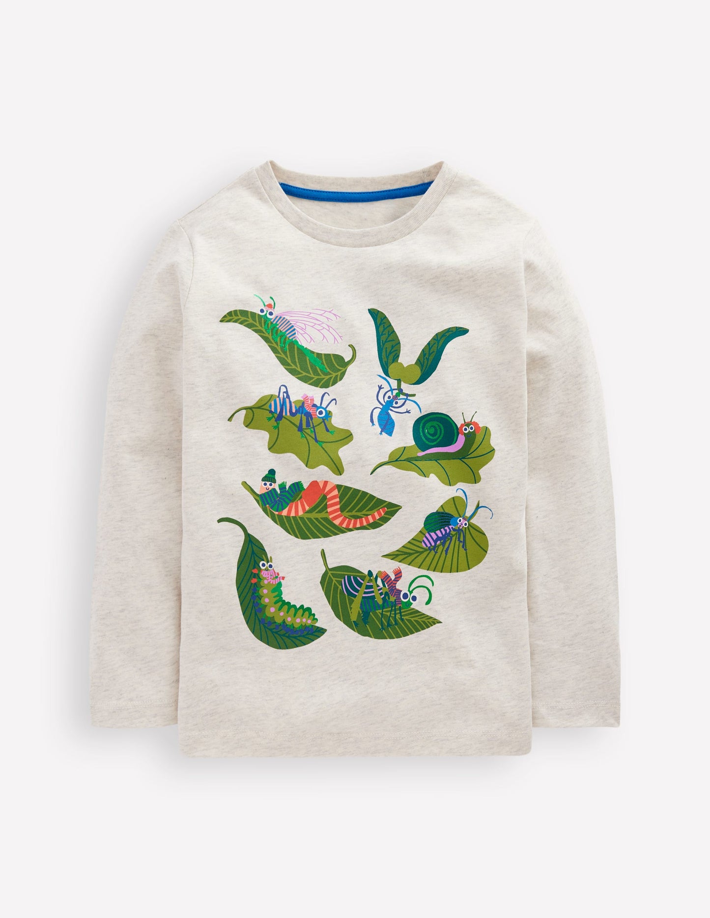 Langarmshirt mit Druck-Haferbeige Krabbeltiere