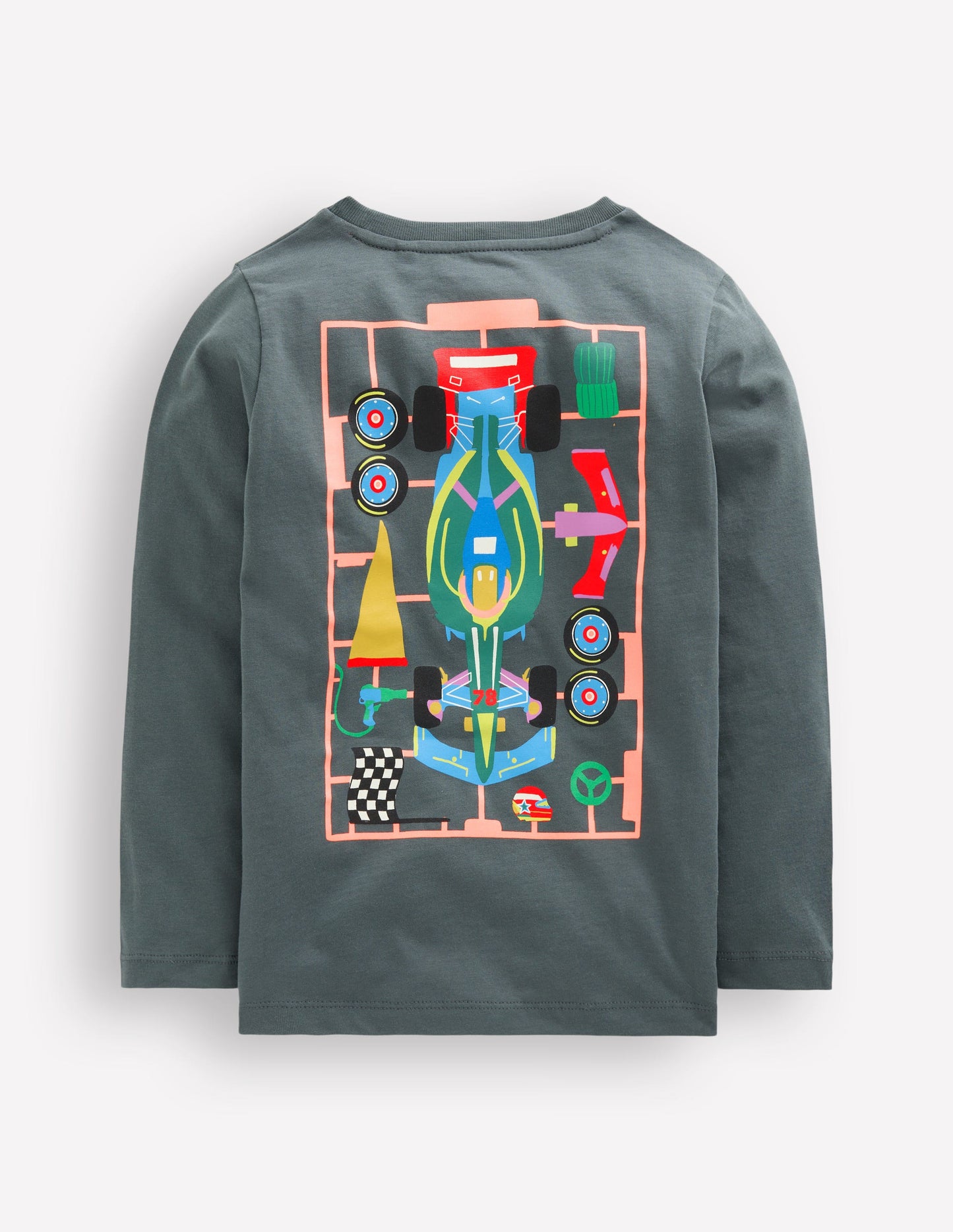 T-Shirt mit Druck auf Vorder- und Rückseite-Rauchgrau Karosserie