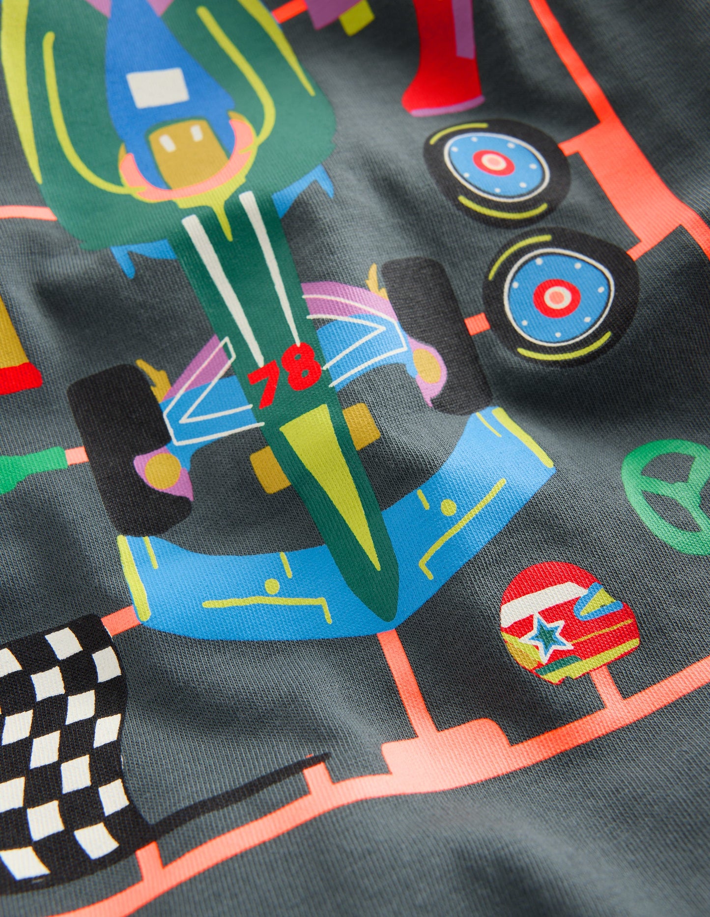T-Shirt mit Druck auf Vorder- und Rückseite-Rauchgrau Karosserie