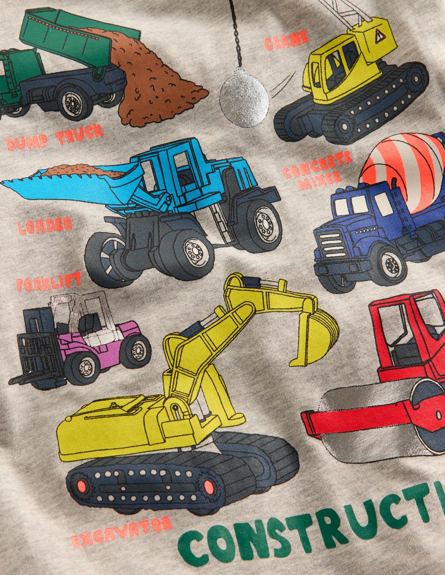 T-Shirt mit Druck auf Vorder- und Rückseite-Grau Meliert, Fahrzeuge