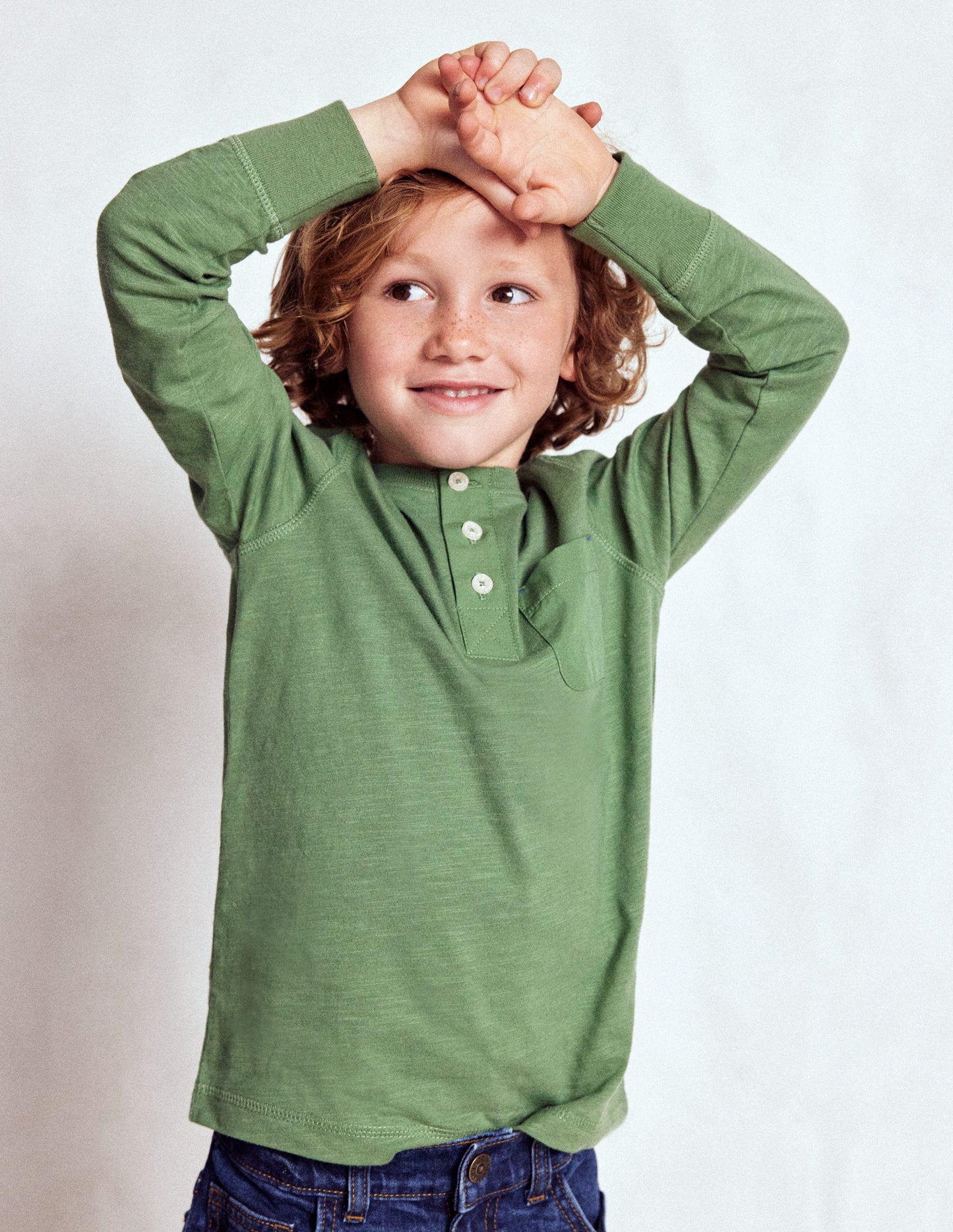 Henley-T-Shirt für den Alltag-Krötengrün
