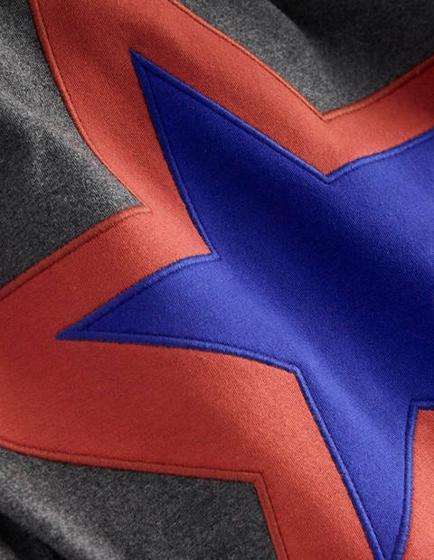 T-Shirt mit Stern-Applikation-Blaugrau Meliert mit Sternen-4