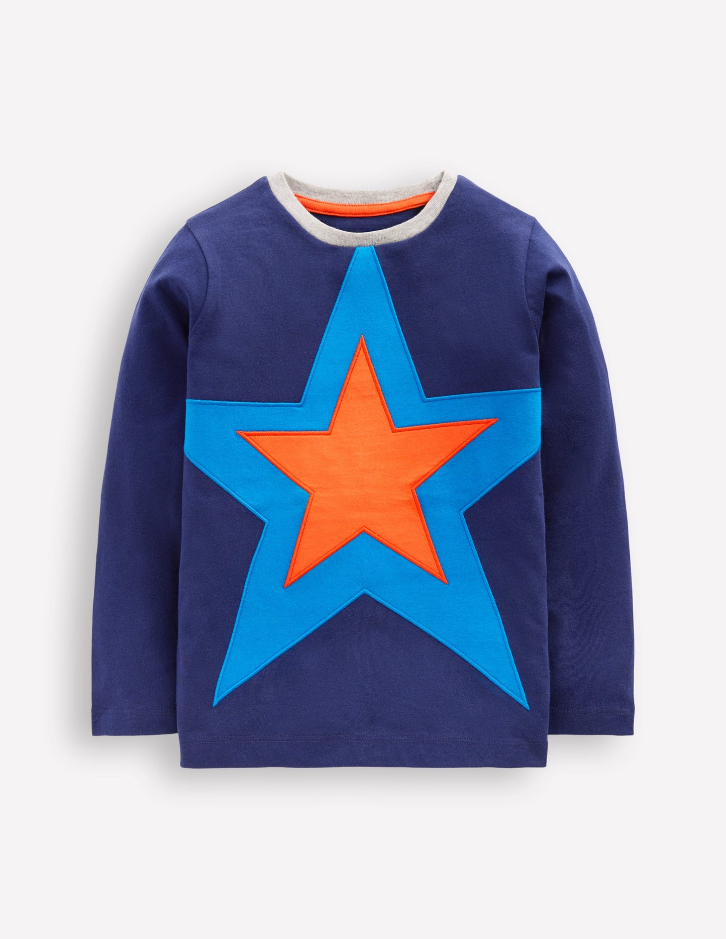 T-Shirt mit Stern-Applikation-Schuluniform-Marineblau Stern