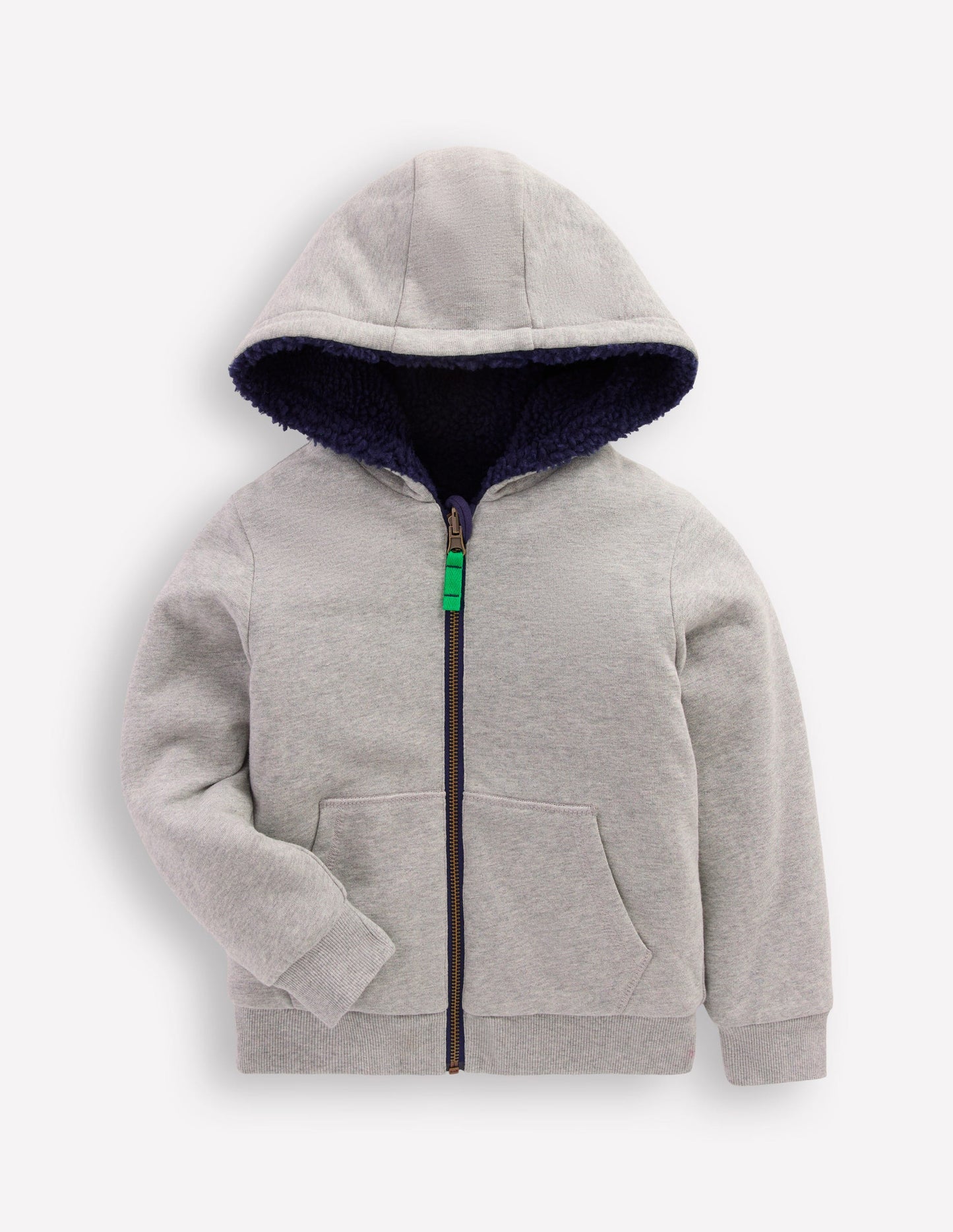 Sweat à capuche réversible en borg-Gris chiné