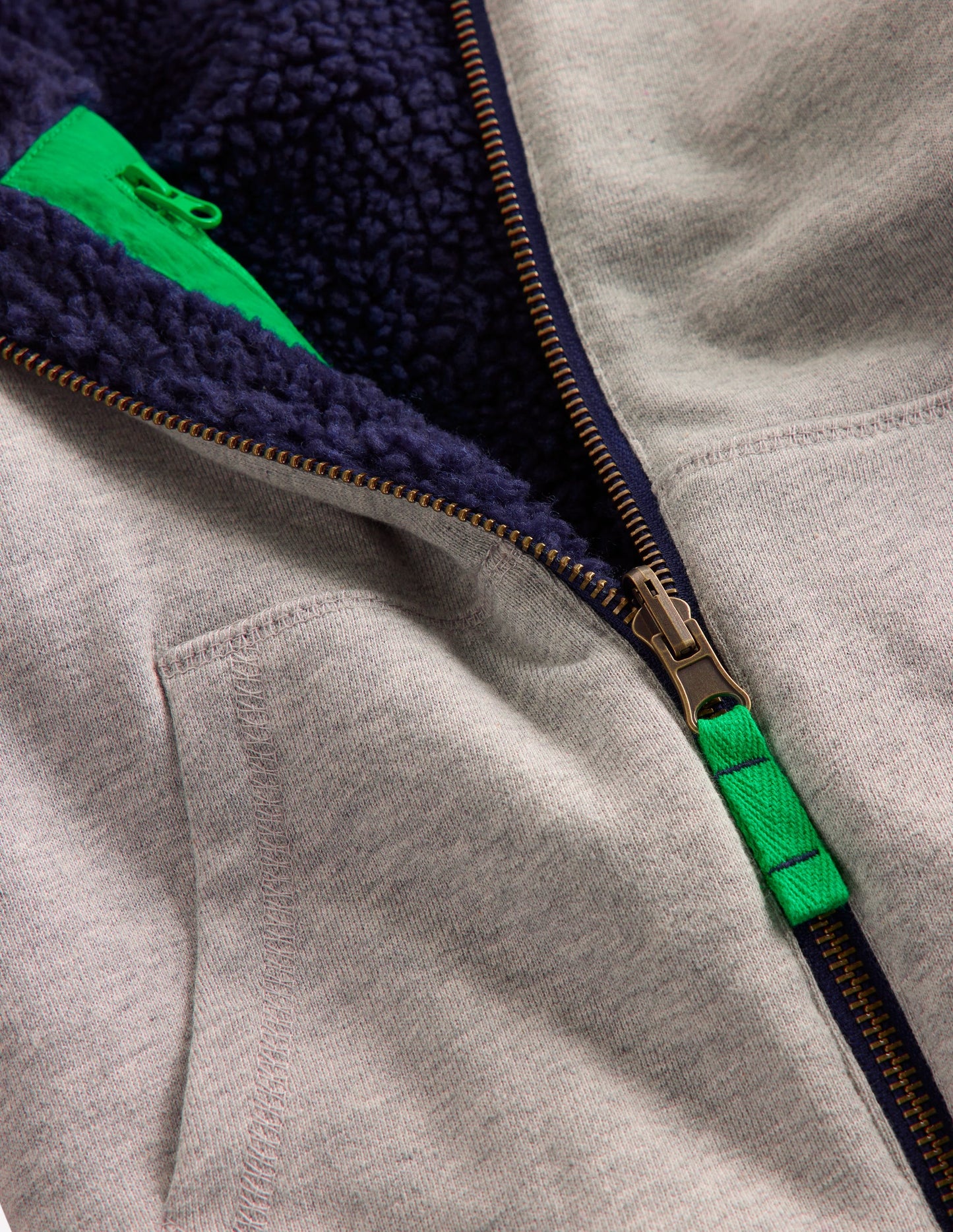 Sweat à capuche réversible en borg-Gris chiné