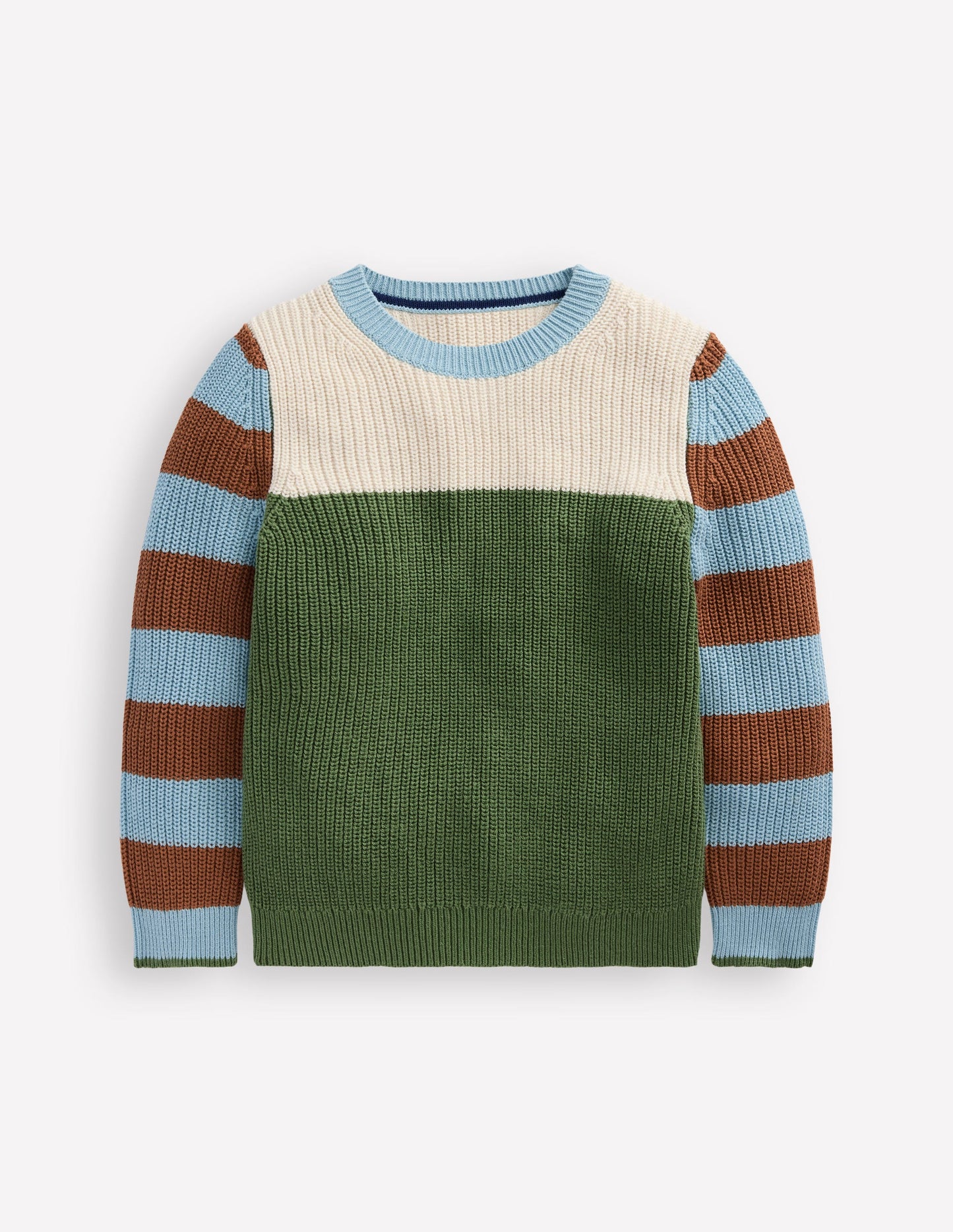 Baumwollpullover für den Alltag-Beige Meliert/Safarigrün