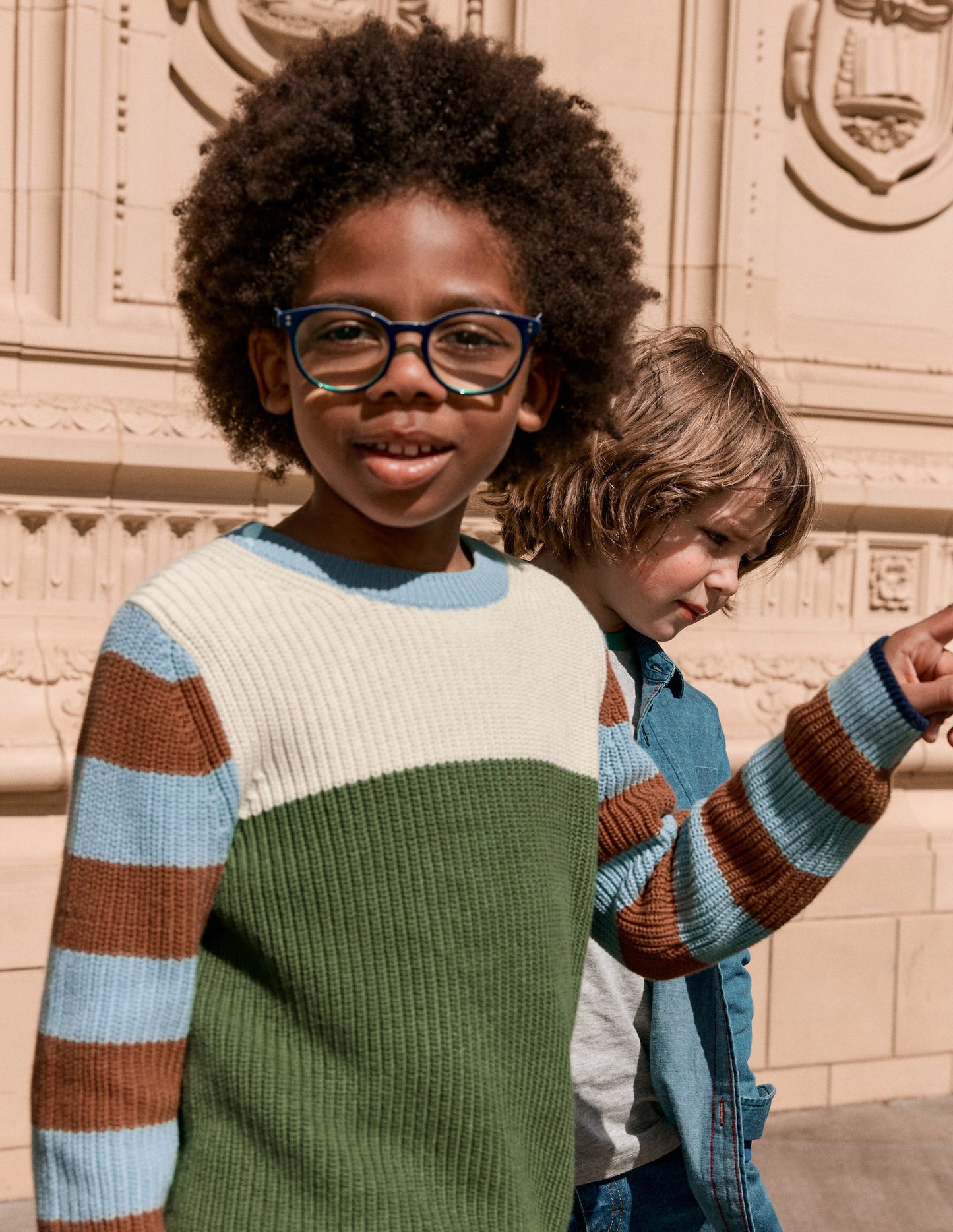 Baumwollpullover für den Alltag-Beige Meliert/Safarigrün