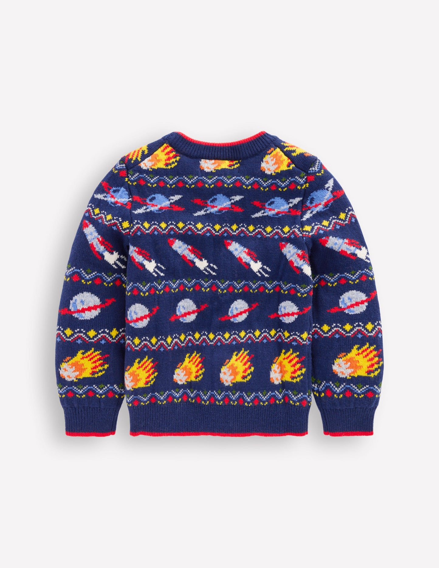 Pull motif jacquard-Espace bleu marine universitaire