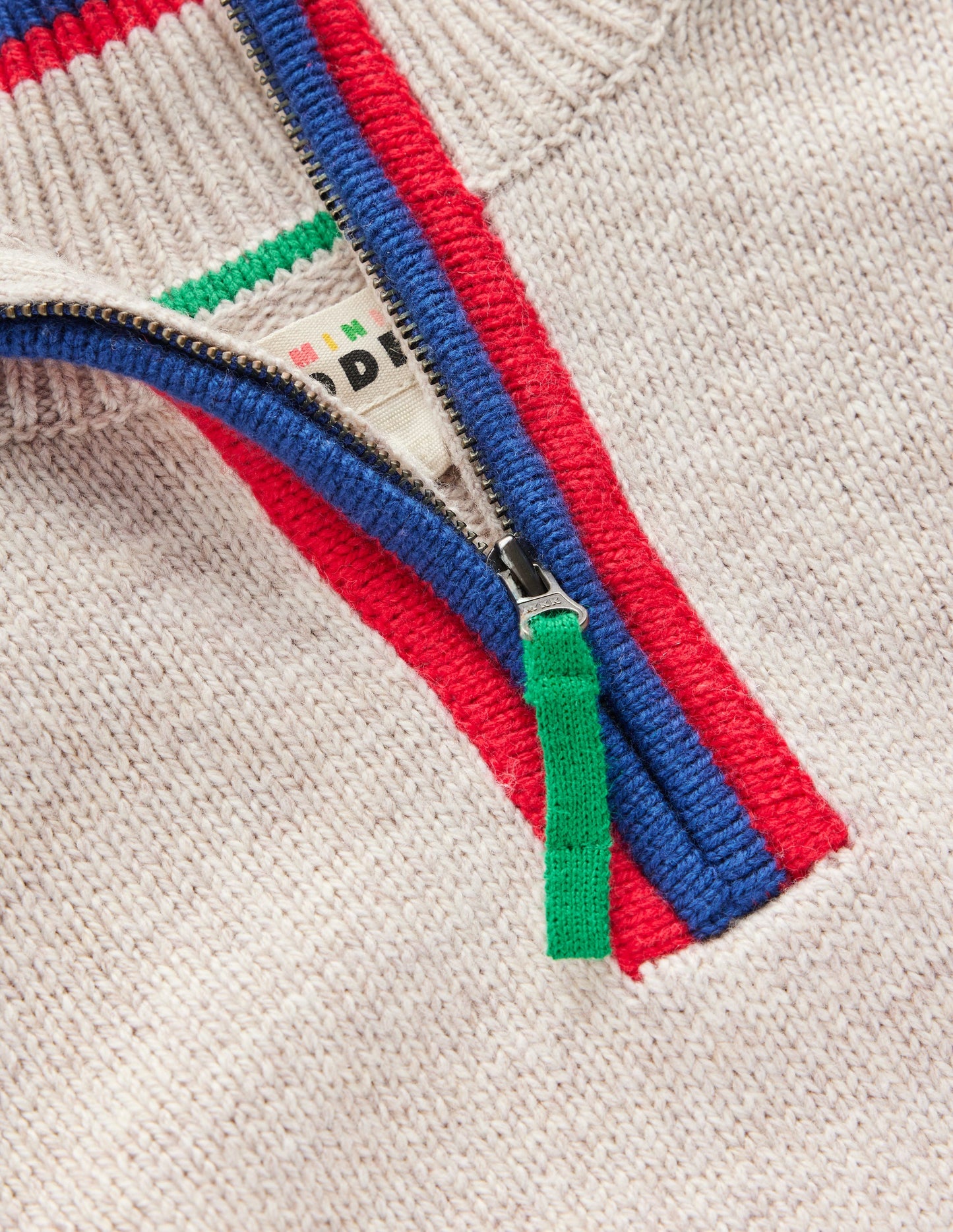 Klassischer Pullover mit halblangem Reißverschluss-Beige Meliert