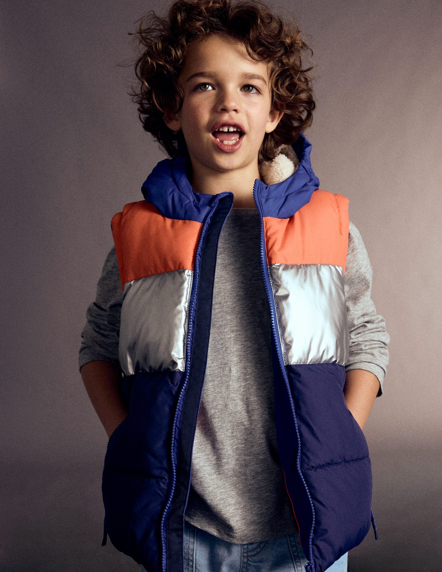 Wattierter 2-in-1-Mantel-Blockfarben