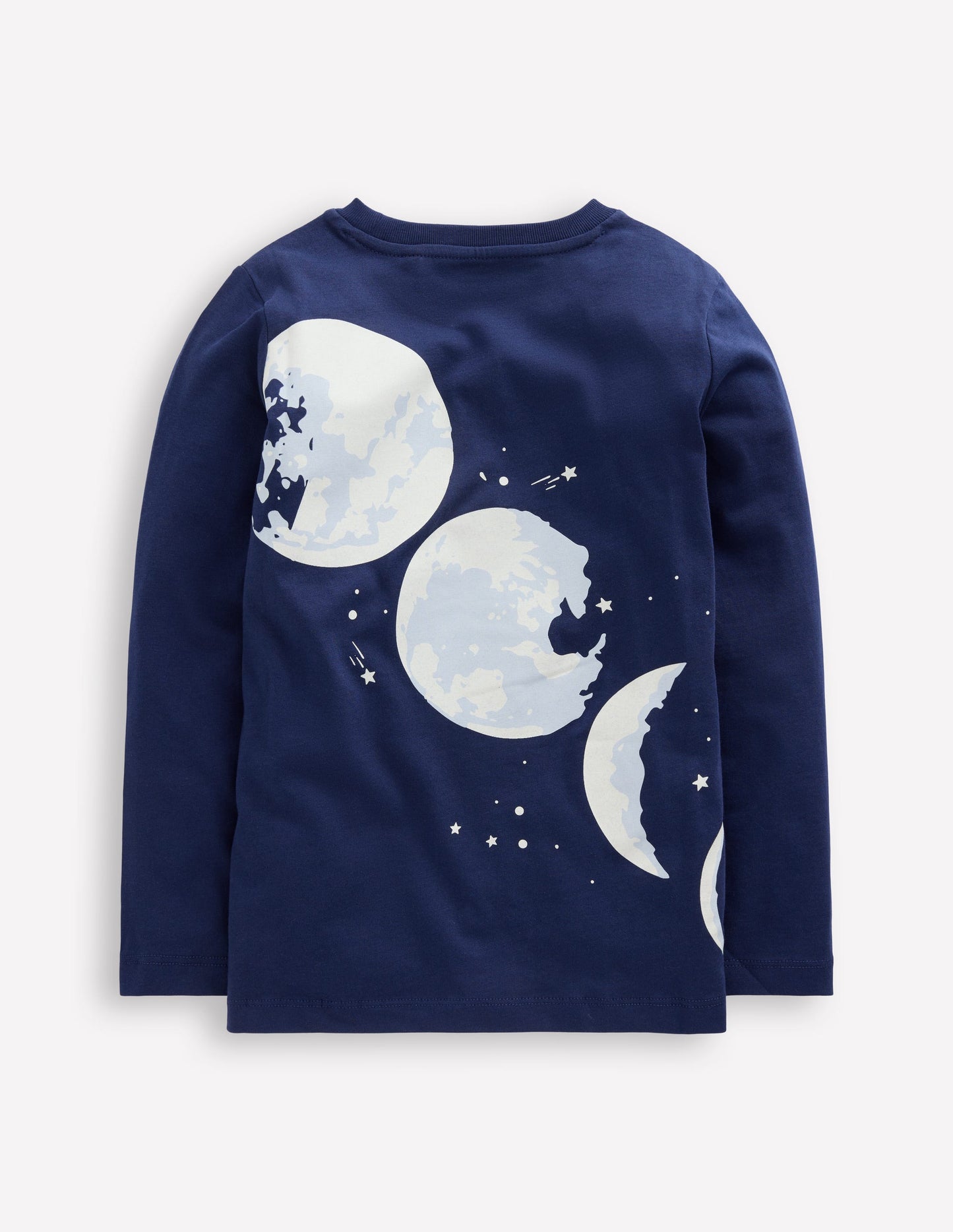 Im Dunkeln leuchtendes Langarmshirt-Schuluniform-Marineblau Mond
