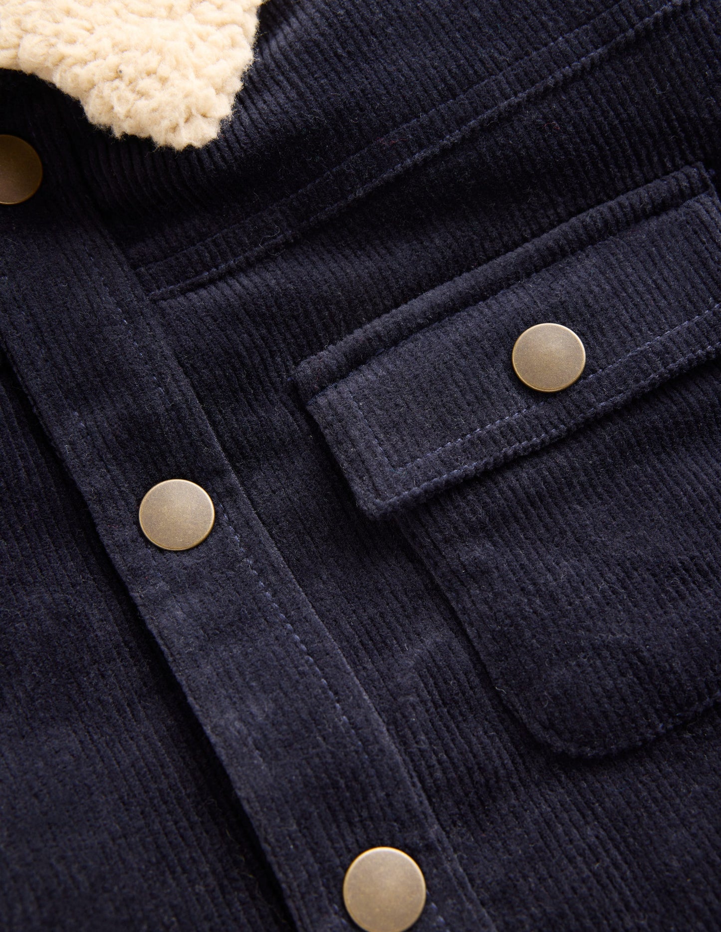 Cordjacke mit Teddyfellfutter-Schuluniform-Marineblau
