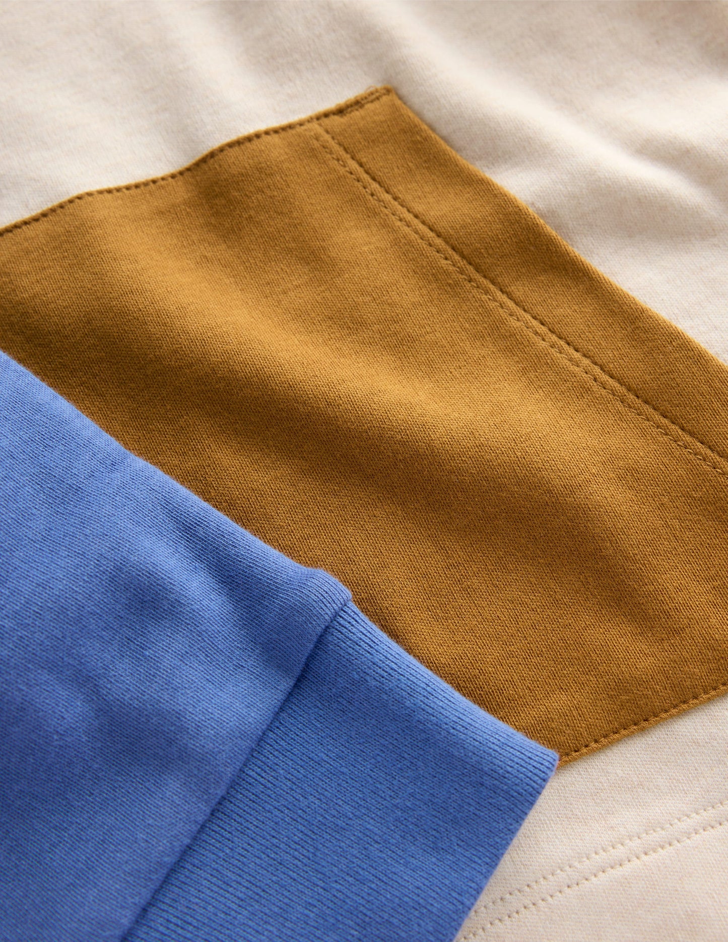 Mittelschwerer Kapuzenpullover-Haferbeige meliert/Flussblau