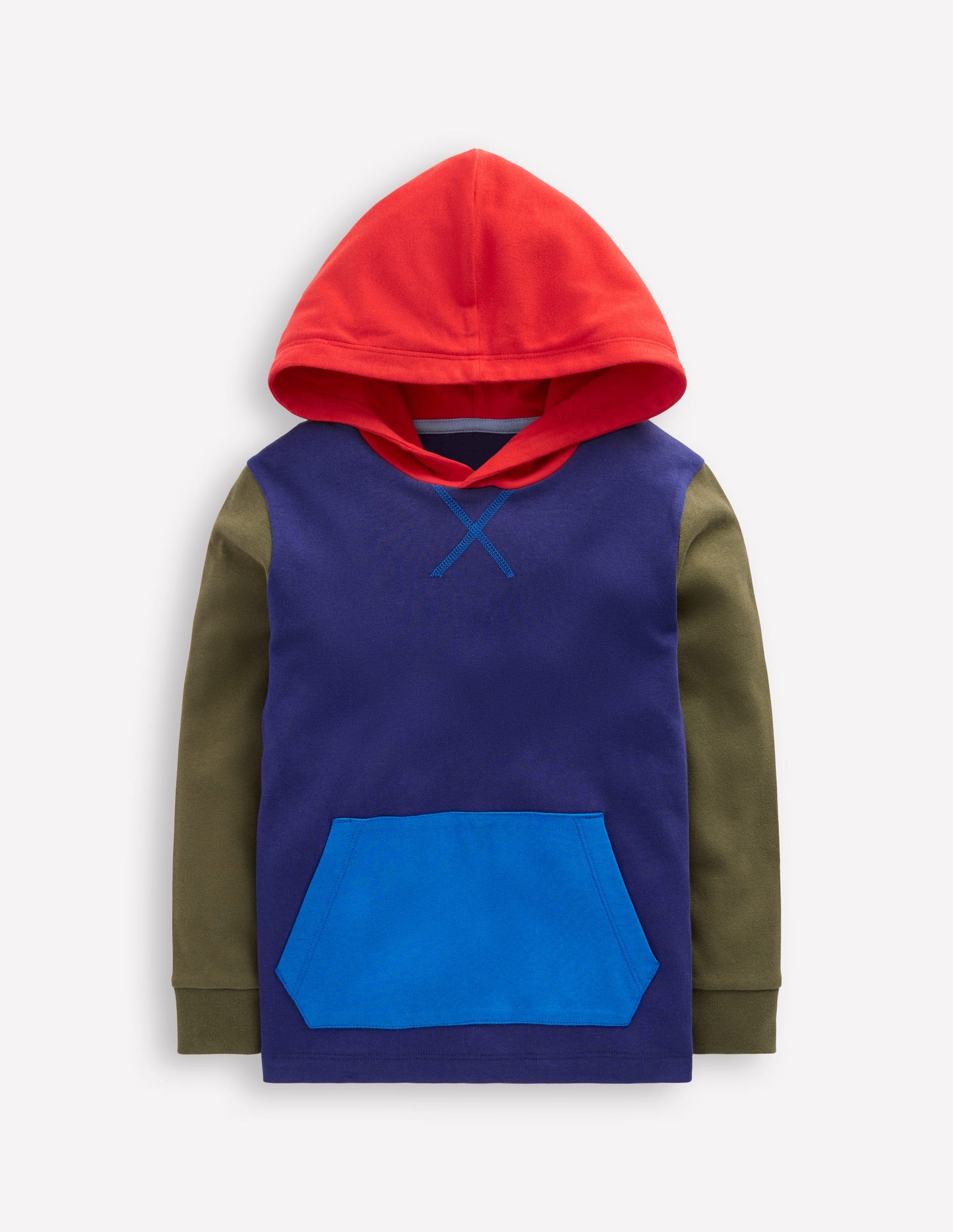 Mittelschwerer Kapuzenpullover-Steuerbordblau/Waldgrün