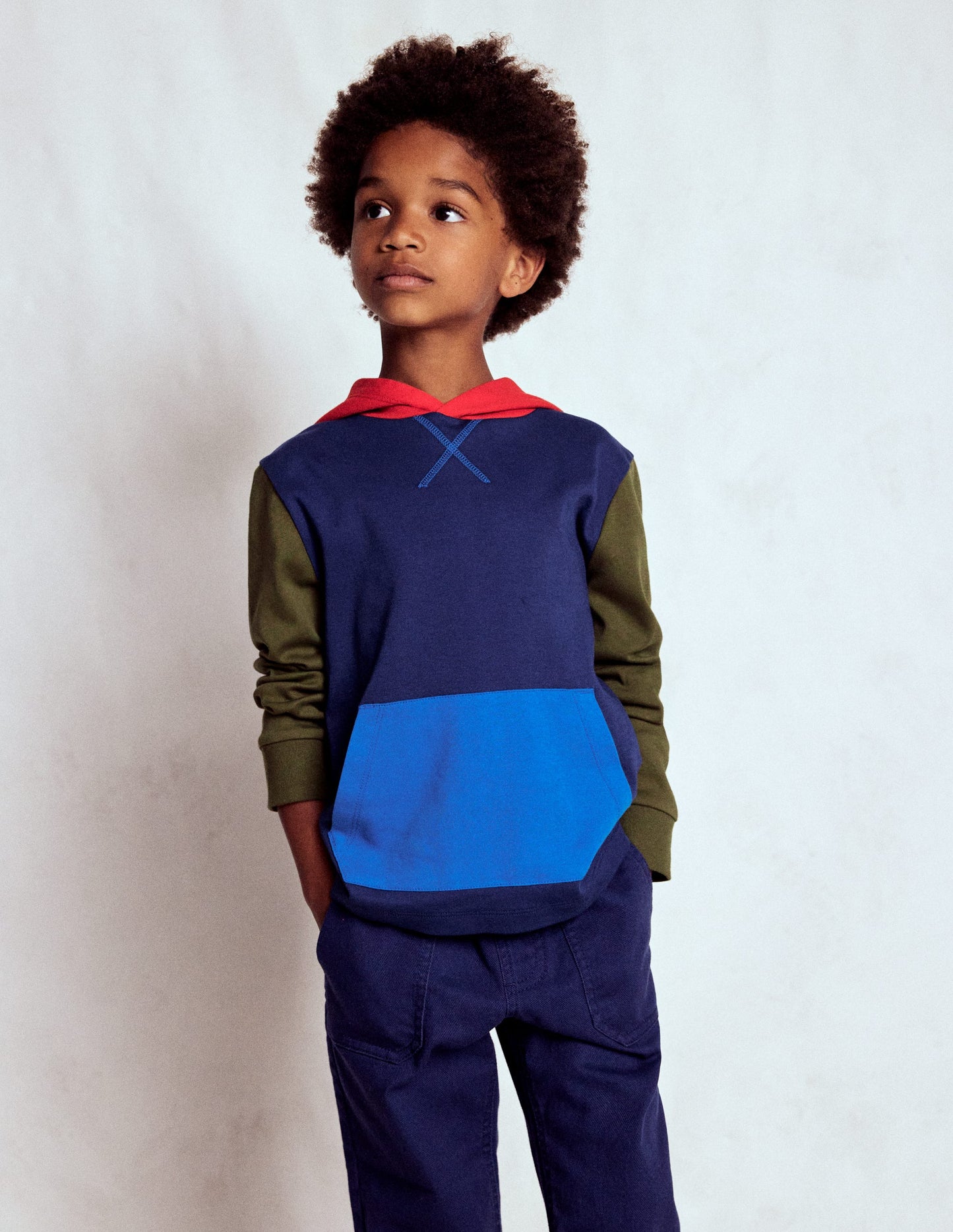 Mittelschwerer Kapuzenpullover-Steuerbordblau/Waldgrün