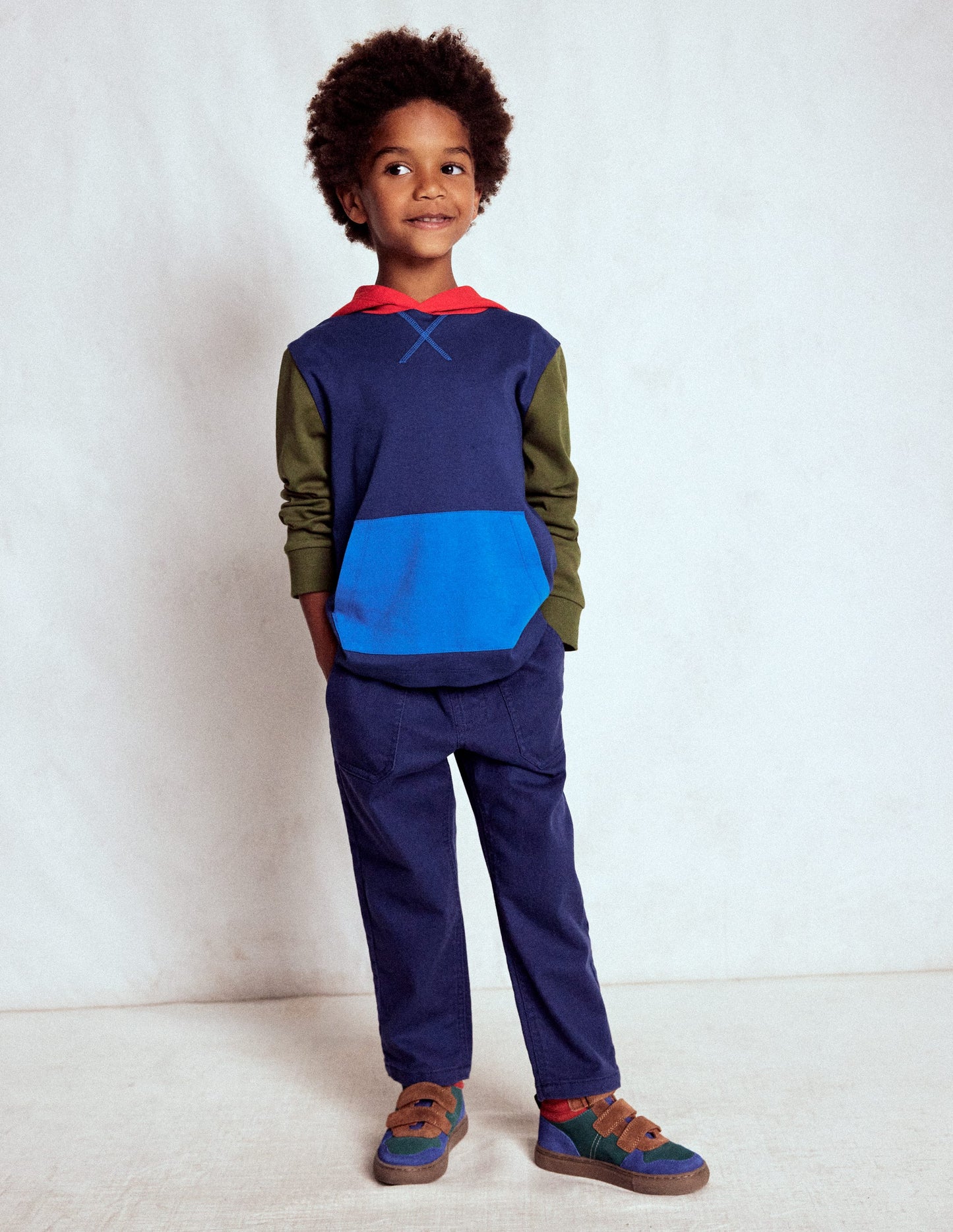 Mittelschwerer Kapuzenpullover-Steuerbordblau/Waldgrün