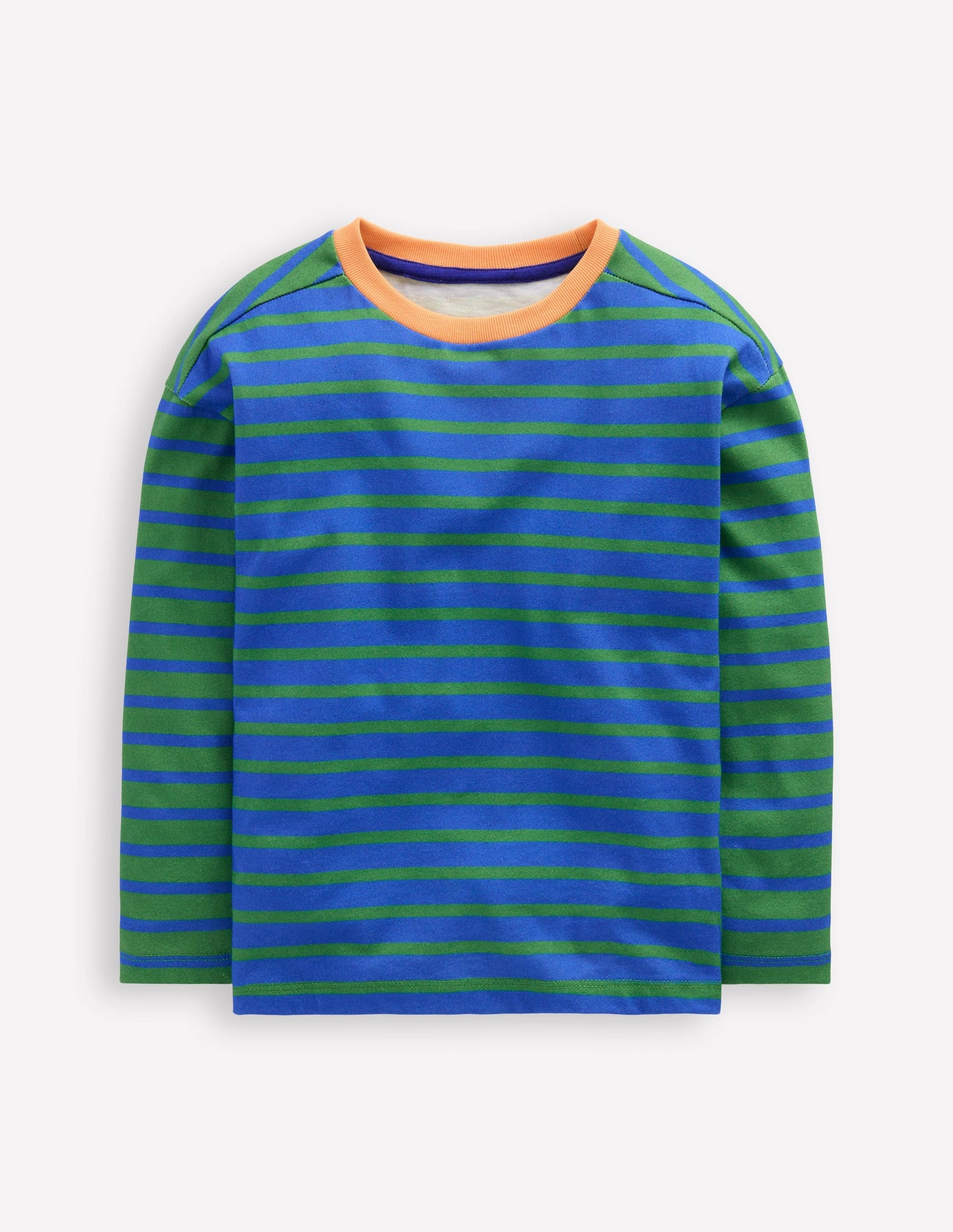 Breton-T-Shirt-Leuchtendes Blau/Leguangrün