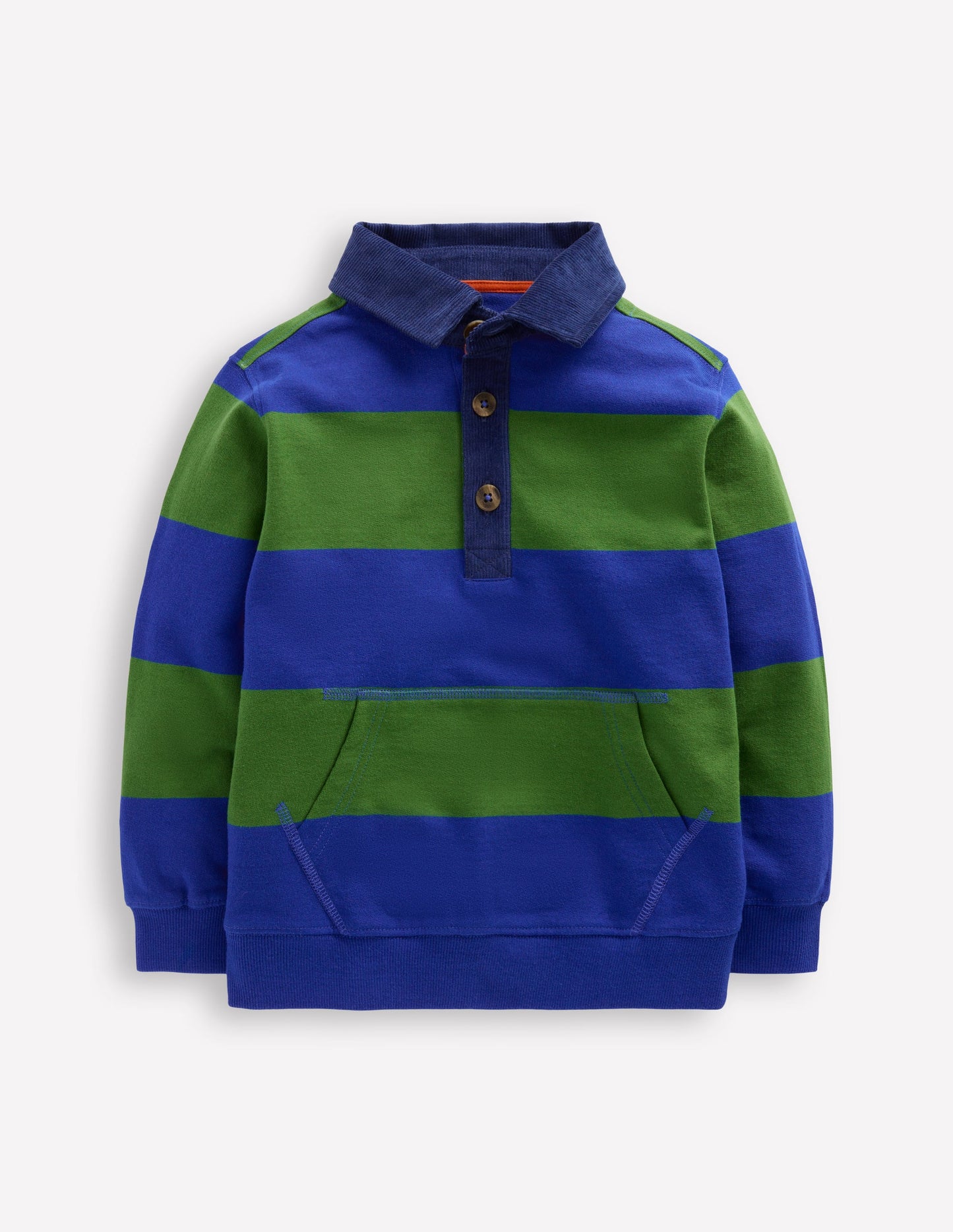 Sweatshirt mit Kragen-Brokkoligrün/Leuchtendes Blau