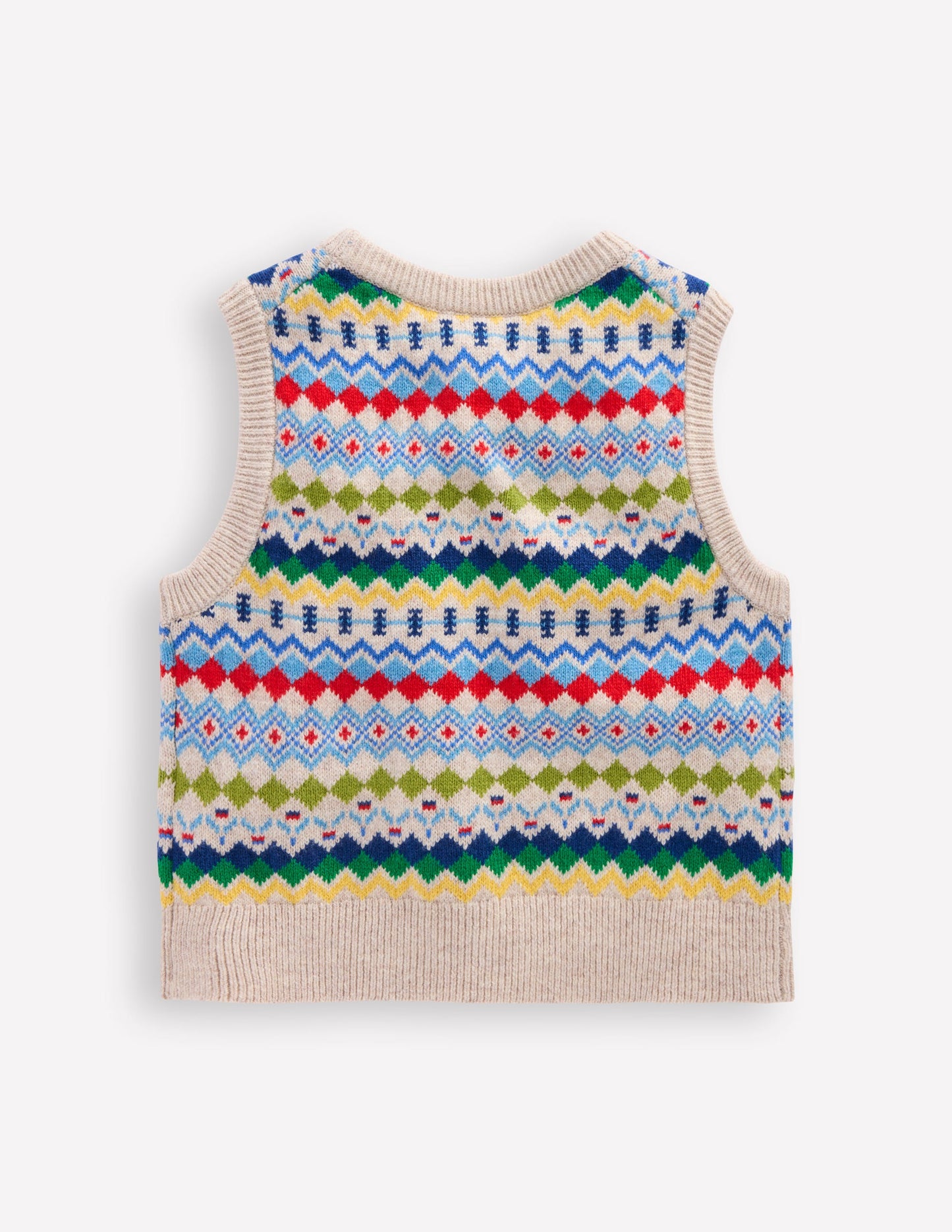 Fair-Isle-Pullunder-Hellbeige Meliert, Fair-Isle-Muster