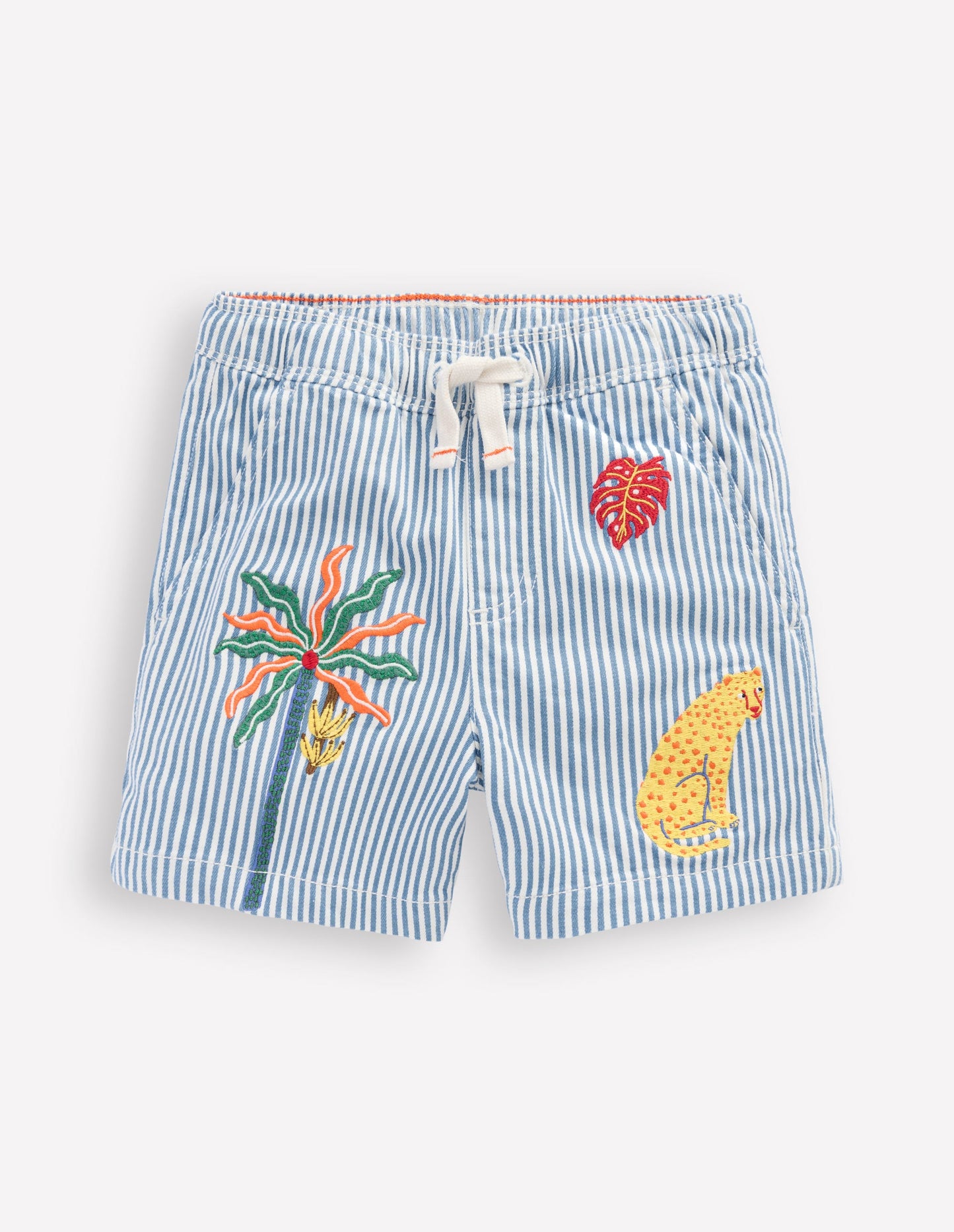 Short en coton à enfiler-Broderie coutil campanule