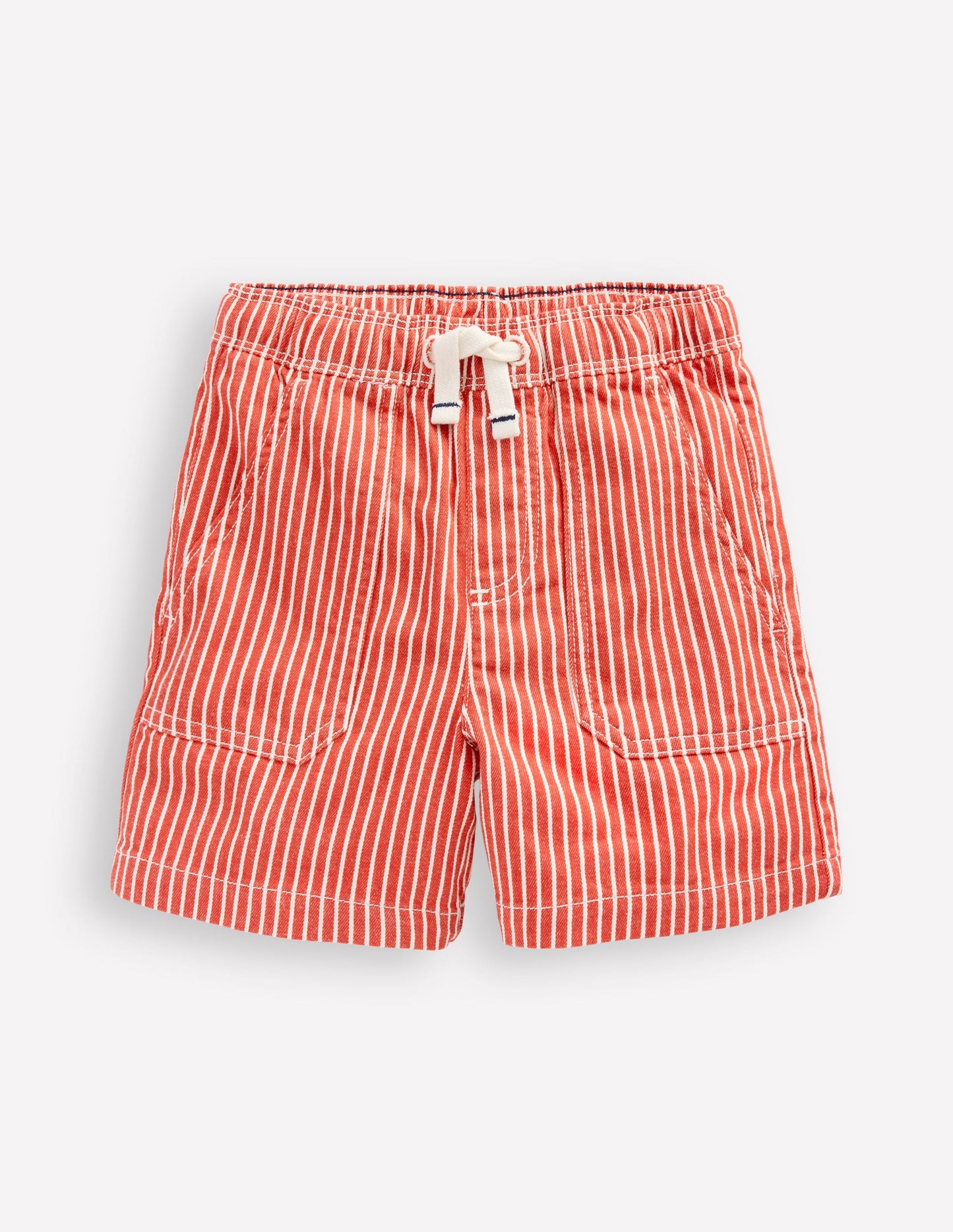 Short en coton à enfiler-Coutil rouge