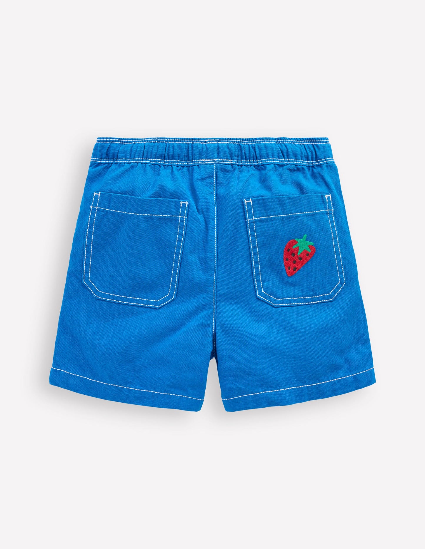 Short en coton à enfiler-Fruits brodés