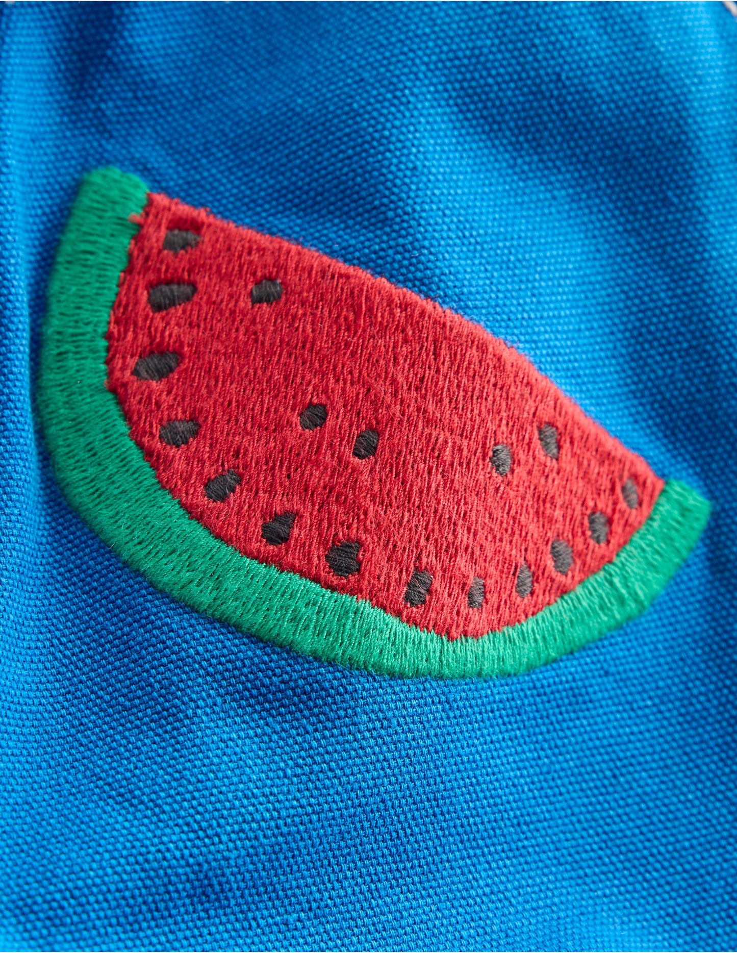 Short en coton à enfiler-Fruits brodés