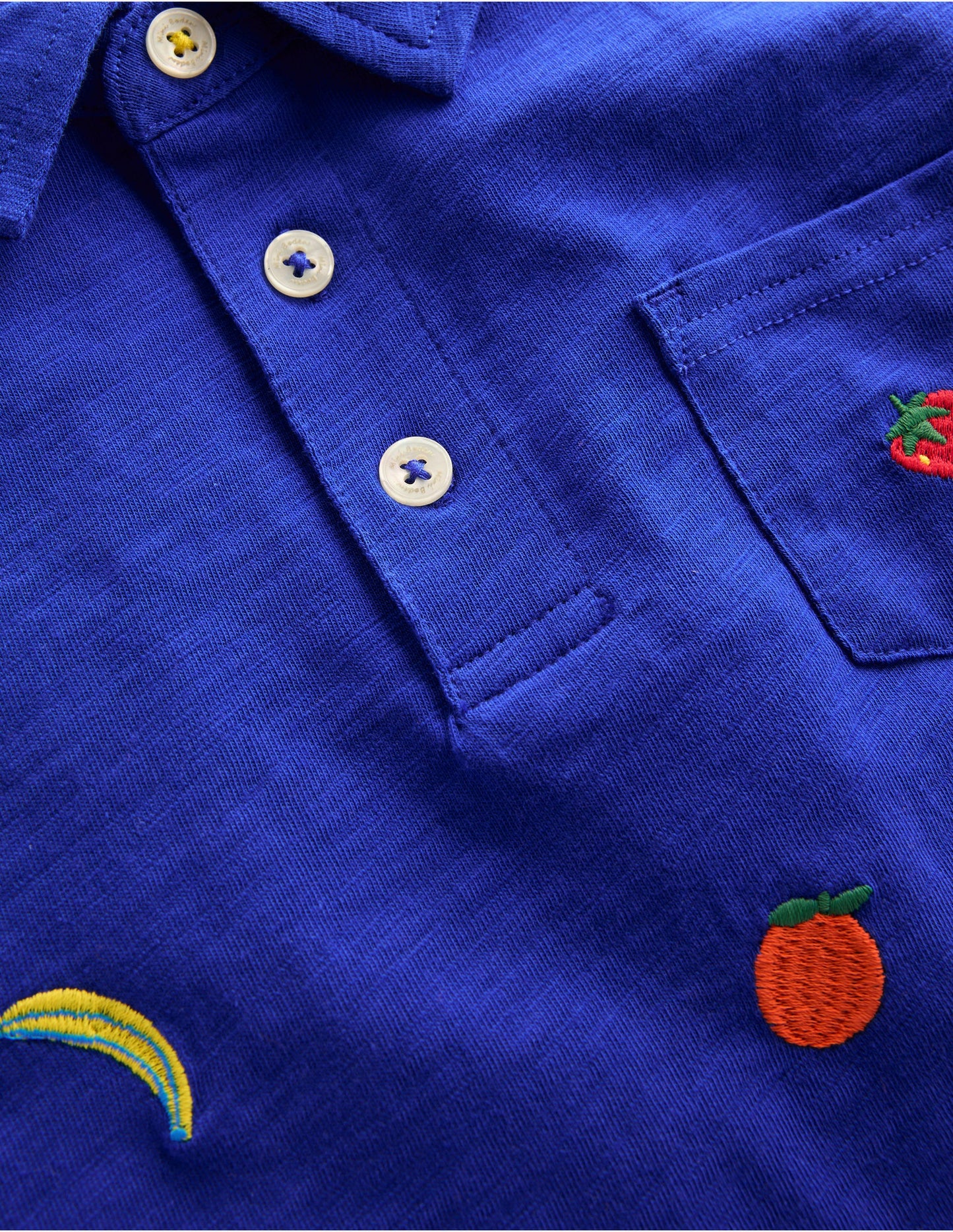 Embroidered Slub Polo Shirt-Fruit Embroidery