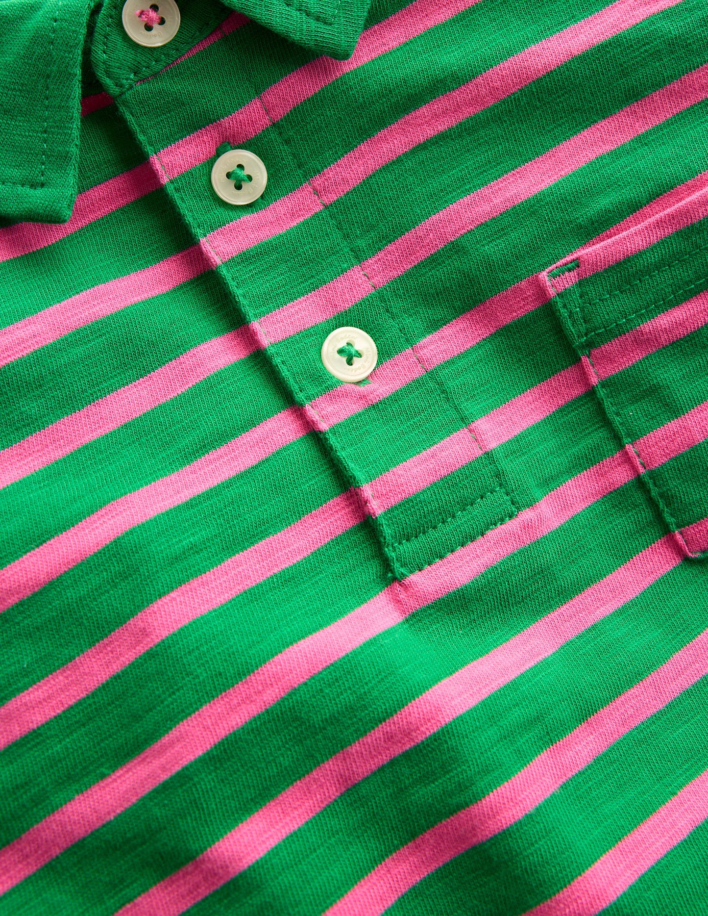 Flammgarn-Polohemd-Sattes Smaragdgrün/Sorbet-Rosa