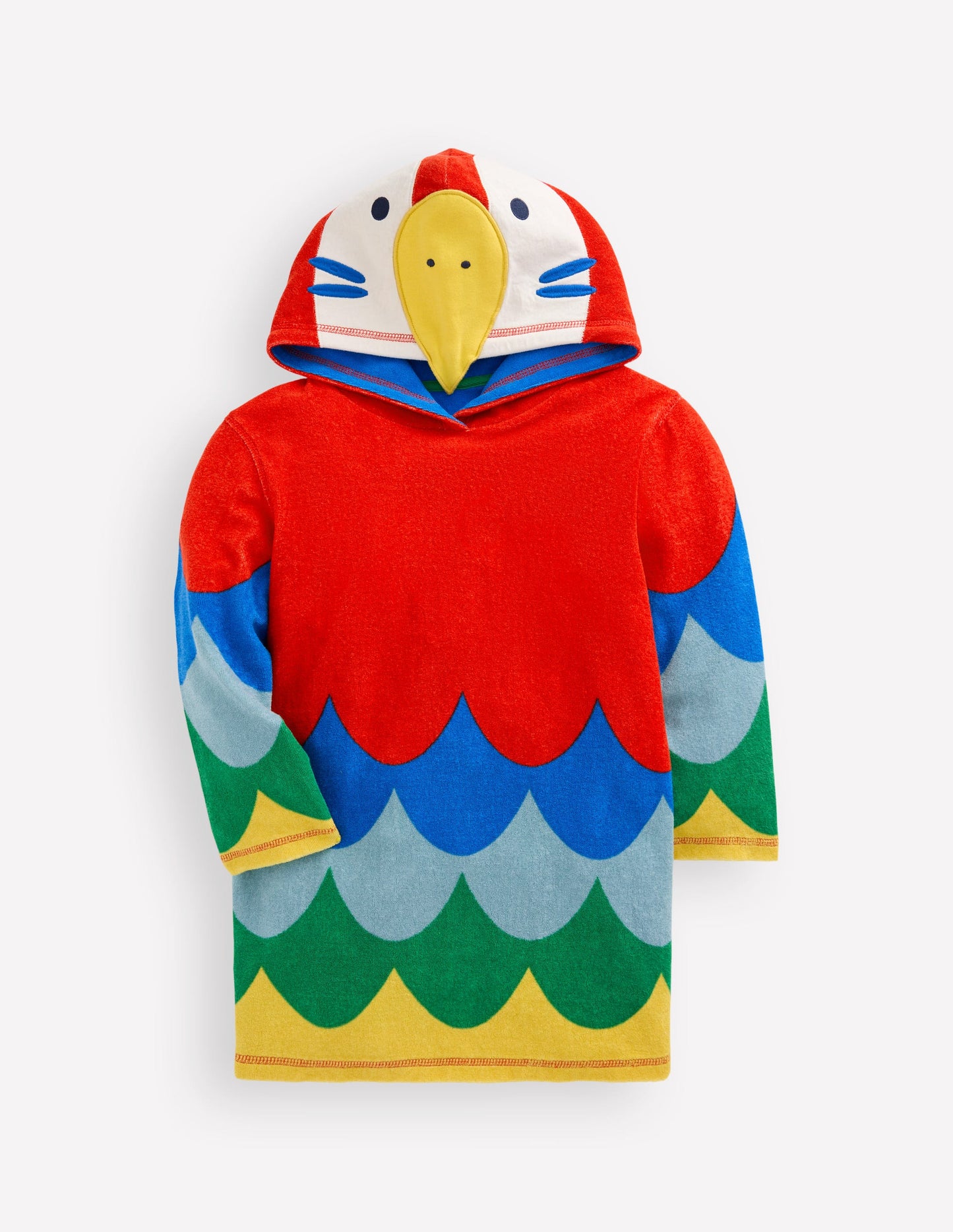 Frottee-Badeponcho mit Applikation-Bunt Regenbogen Papagei