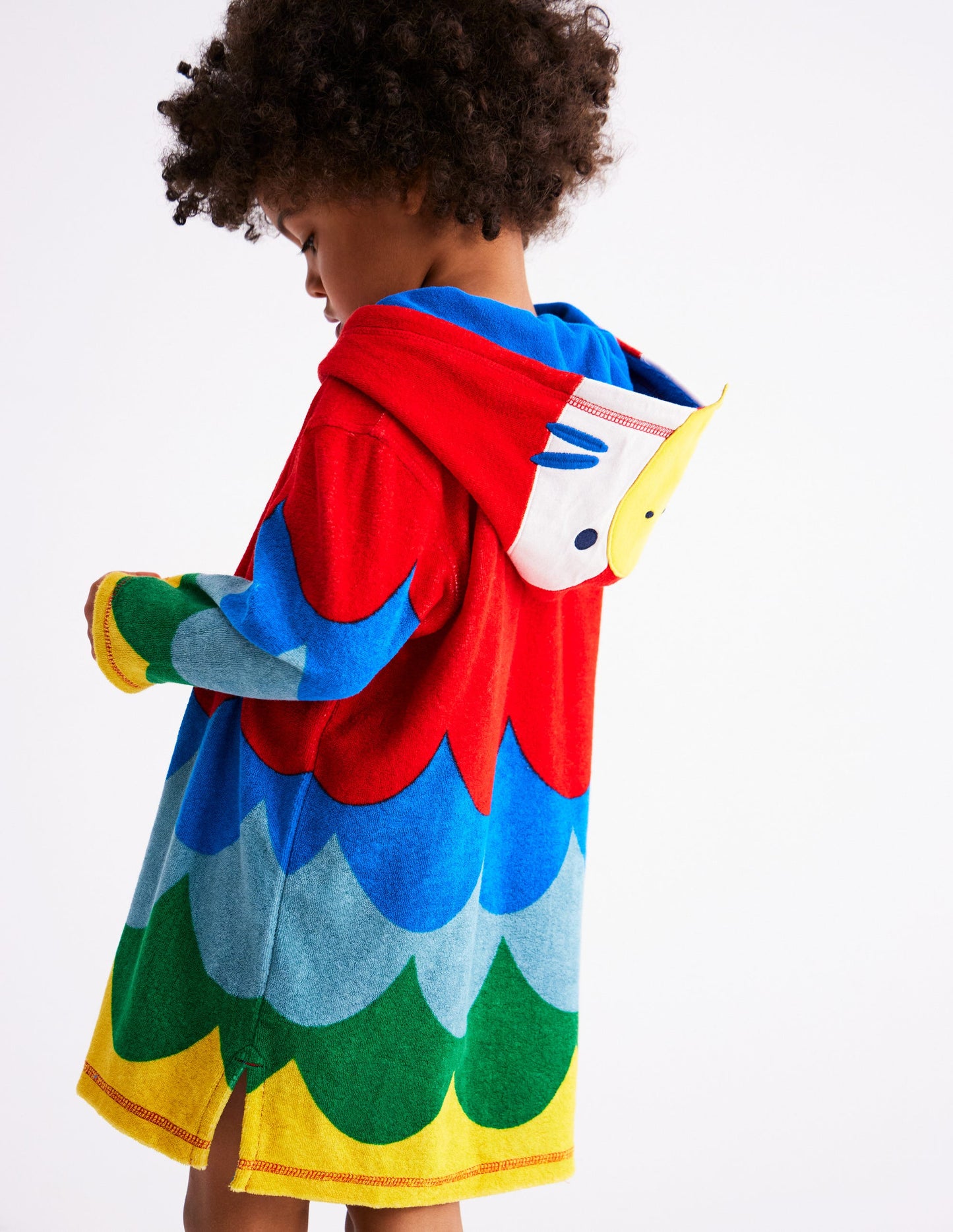 Frottee-Badeponcho mit Applikation-Bunt Regenbogen Papagei