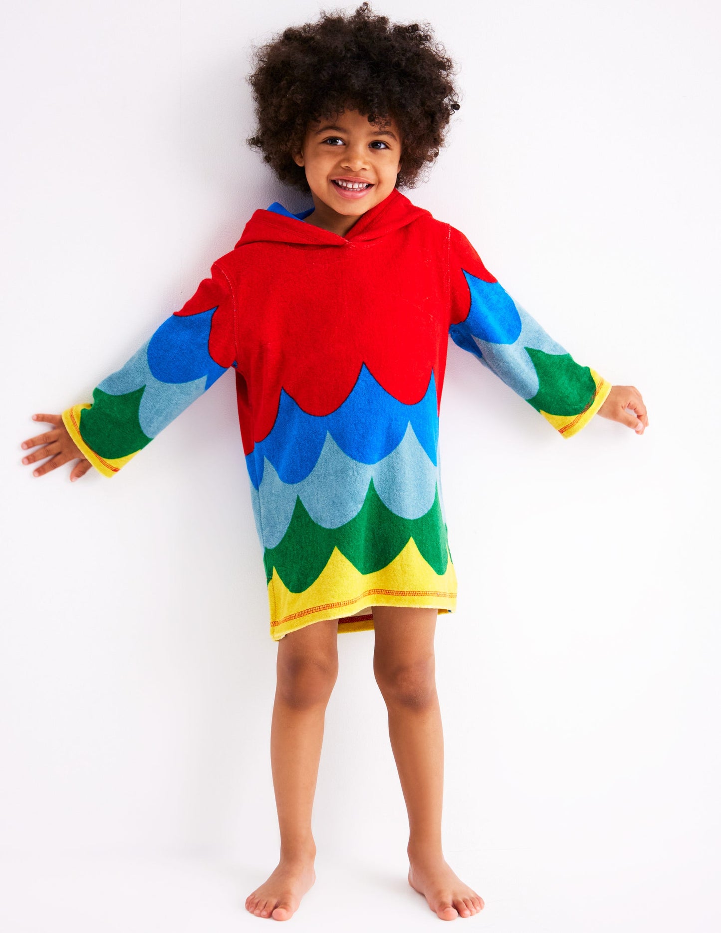 Frottee-Badeponcho mit Applikation-Bunt Regenbogen Papagei