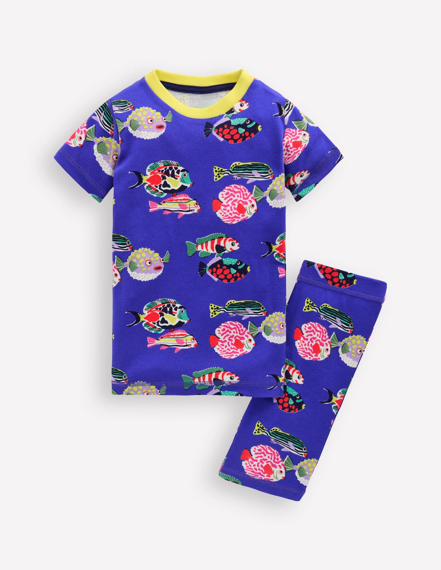 Pyjama court douillet phosphorescent-Poissons bleu héron