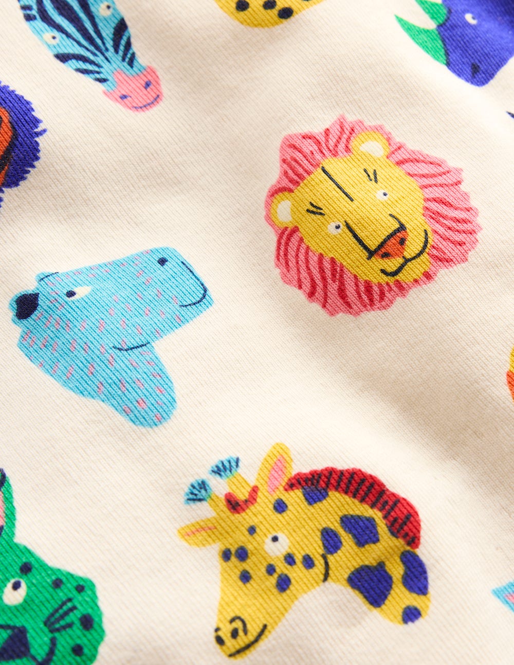 Eng anliegender, leuchtender, kurzer Schlafanzug-Bunt Tiergesichter