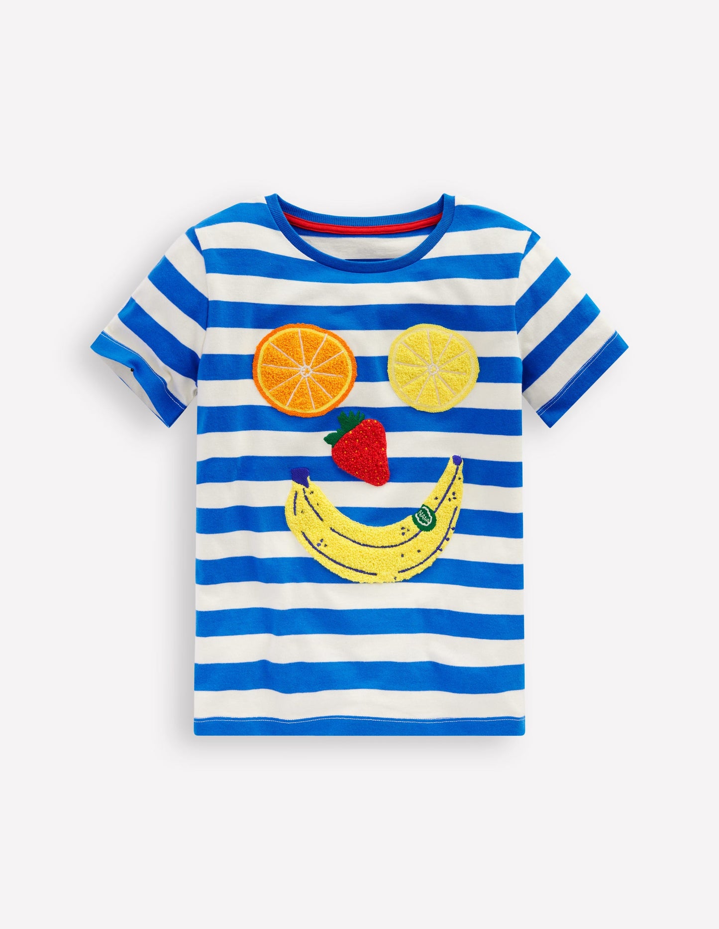 Bouclé-T-Shirt-Galerieblau/Naturweiß Fruchtgesicht