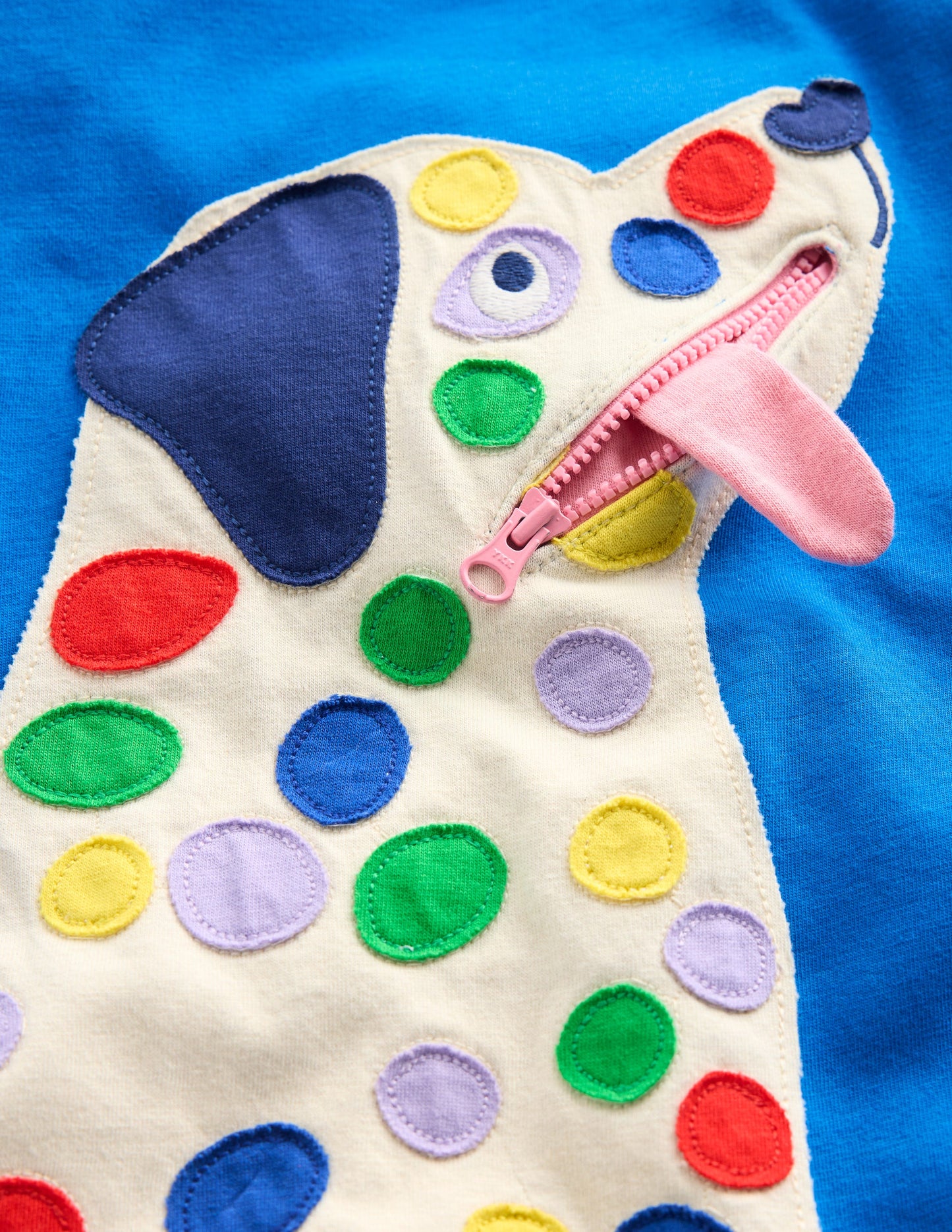 T-Shirt mit Reißverschlussapplikation-Eisvogelblau Hund