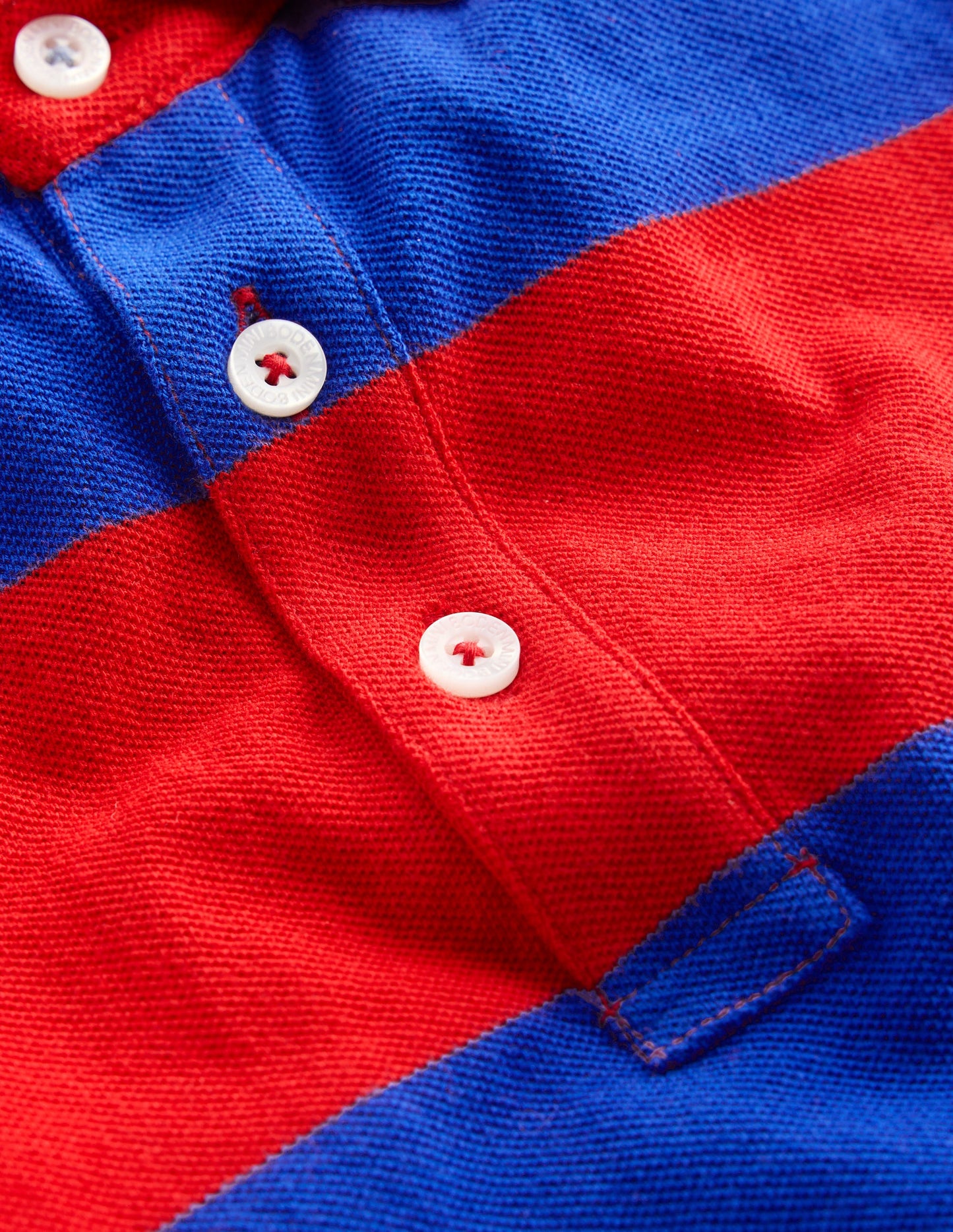 Piqué Polo Shirt-Poppy Red/ Gallery Blue Stripe