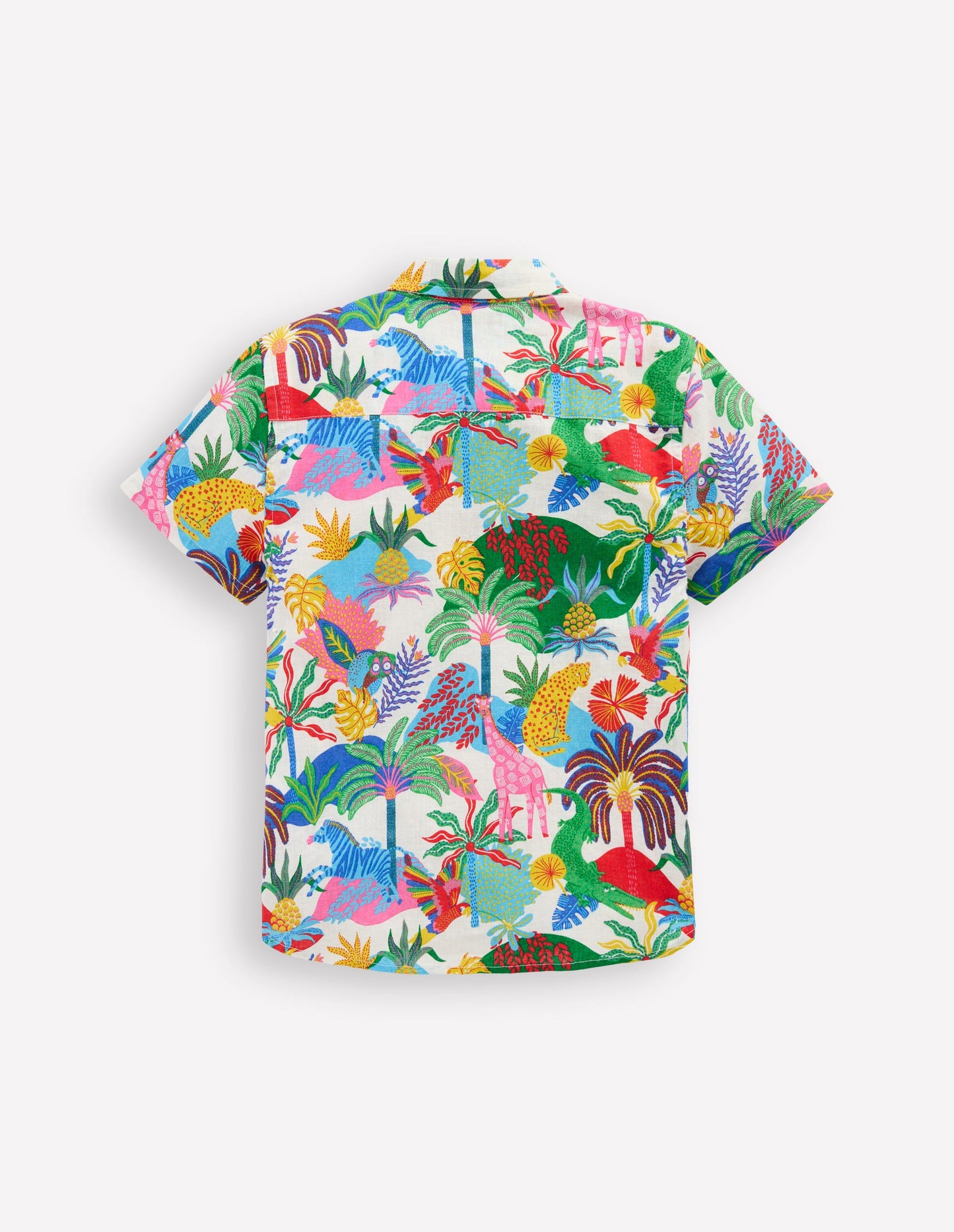 Chemise en coton et lin-Jungle multi ivoire
