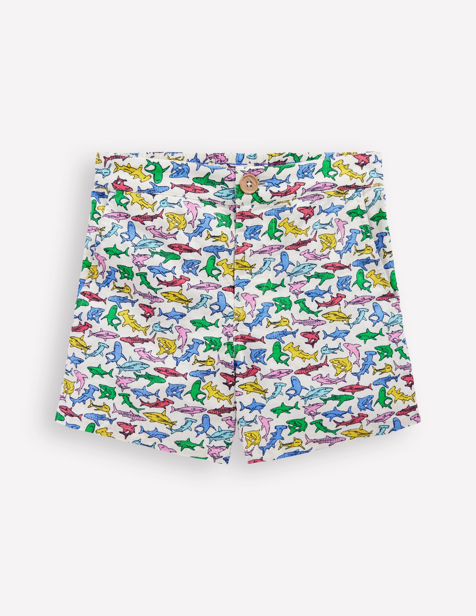 Short en coton et lin-Requins micro multi Boden FR