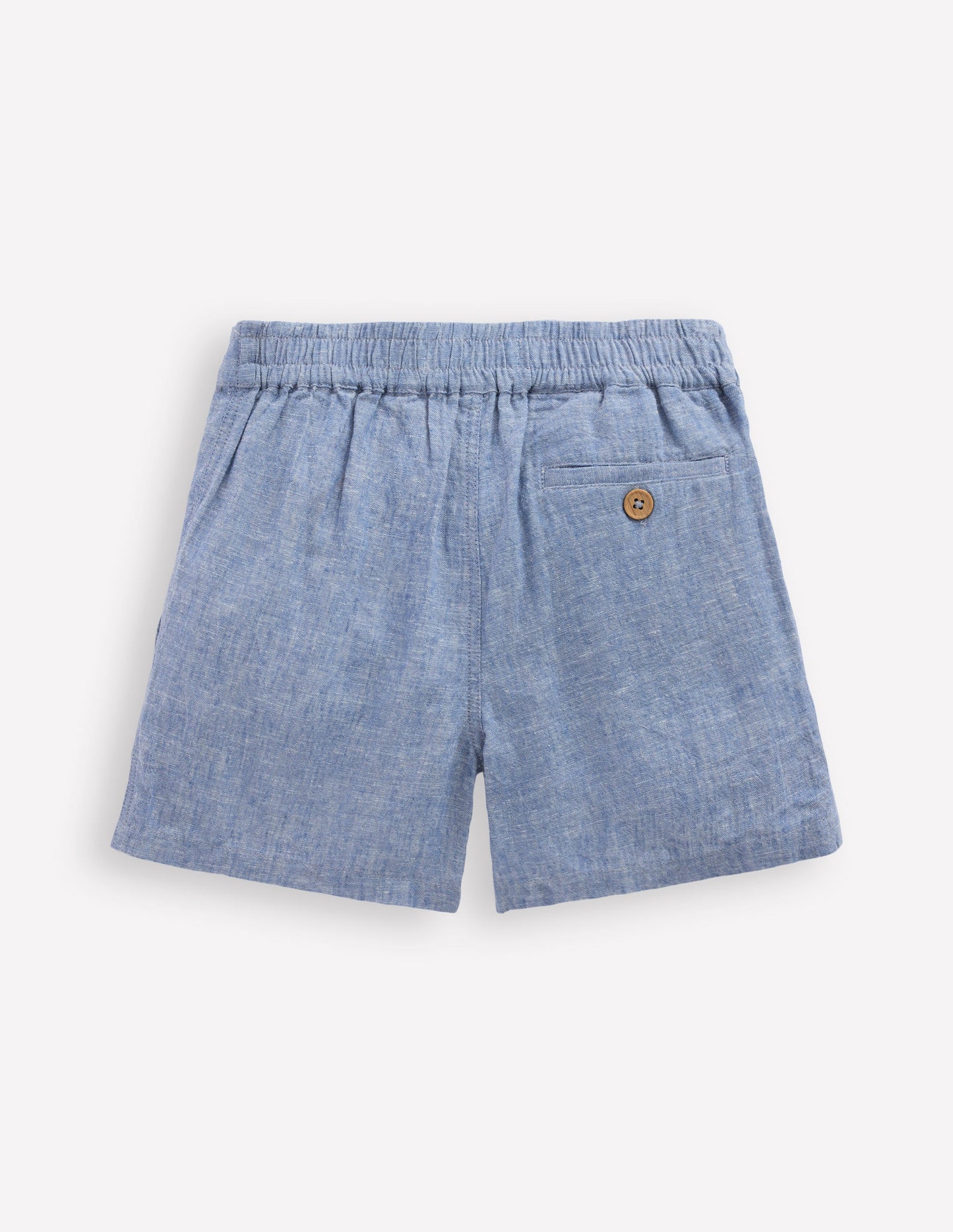 Short en coton et lin-Bleu chambray