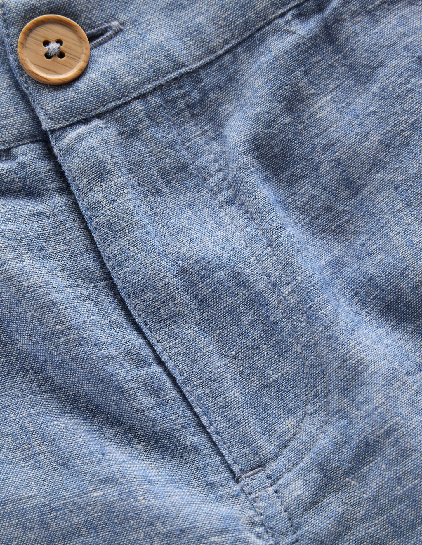 Short en coton et lin-Bleu chambray
