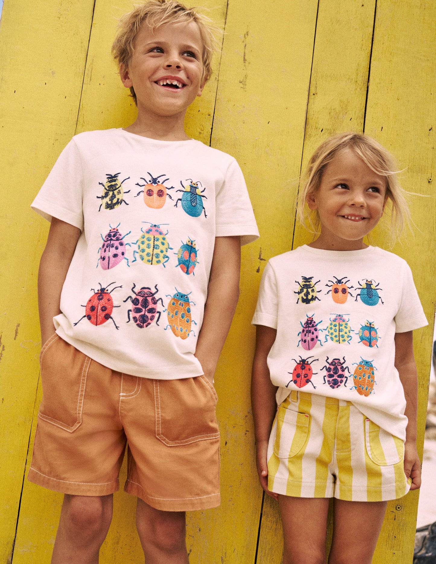 Short en coton à enfiler-Brun caramel